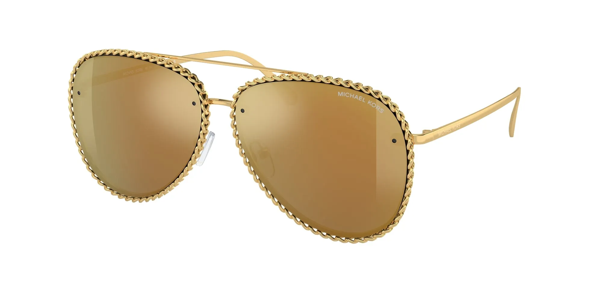 Michael Kors MK1147 PORTOFINO 18967P Occhiali da sole Metallo Oro Oro Pilot Normale Specchiato - immagine 1