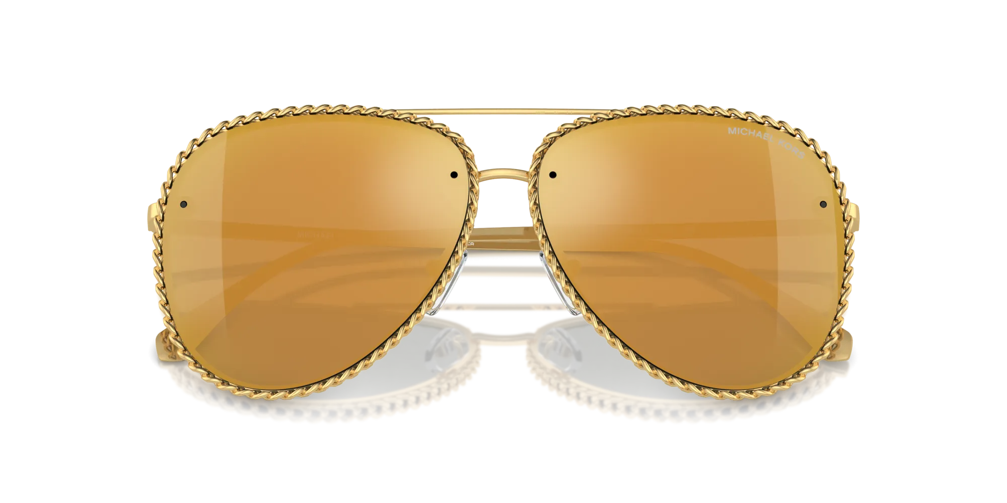 Michael Kors MK1147 PORTOFINO 18967P Occhiali da sole Metallo Oro Oro Pilot Normale Specchiato - immagine 2