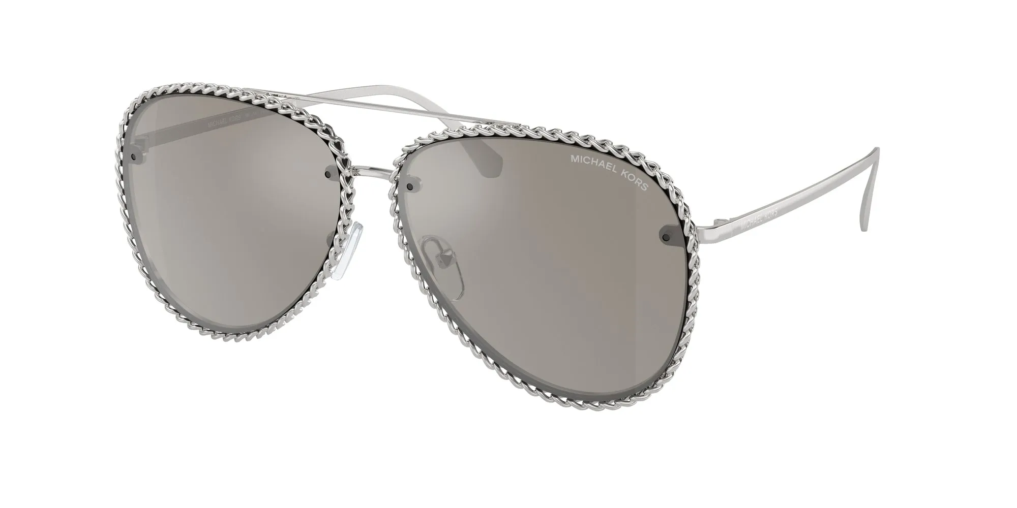 Michael Kors MK1147 PORTOFINO 18936G Occhiali da sole Metallo Argento Argento Pilot Specchiate Specchiato - immagine 1