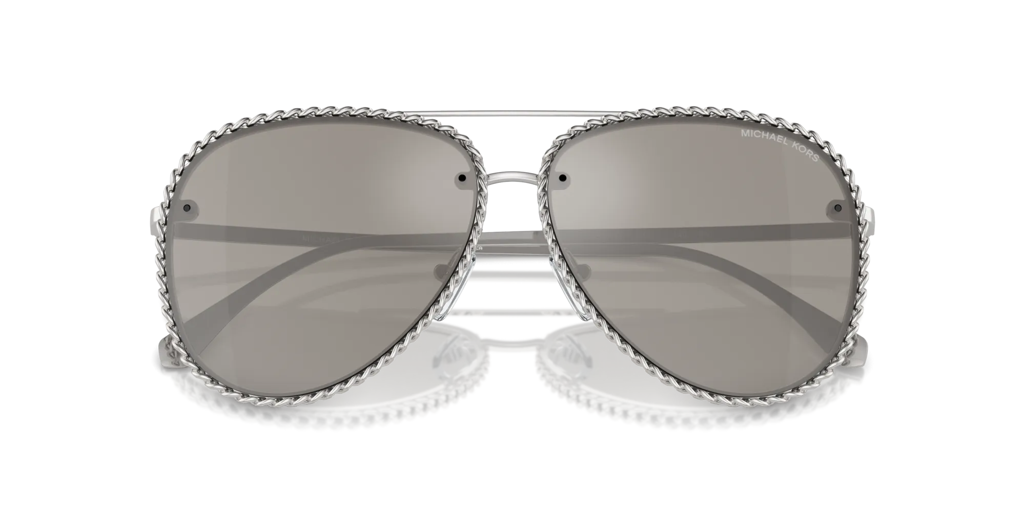 Michael Kors MK1147 PORTOFINO 18936G Occhiali da sole Metallo Argento Argento Pilot Specchiate Specchiato - immagine 2