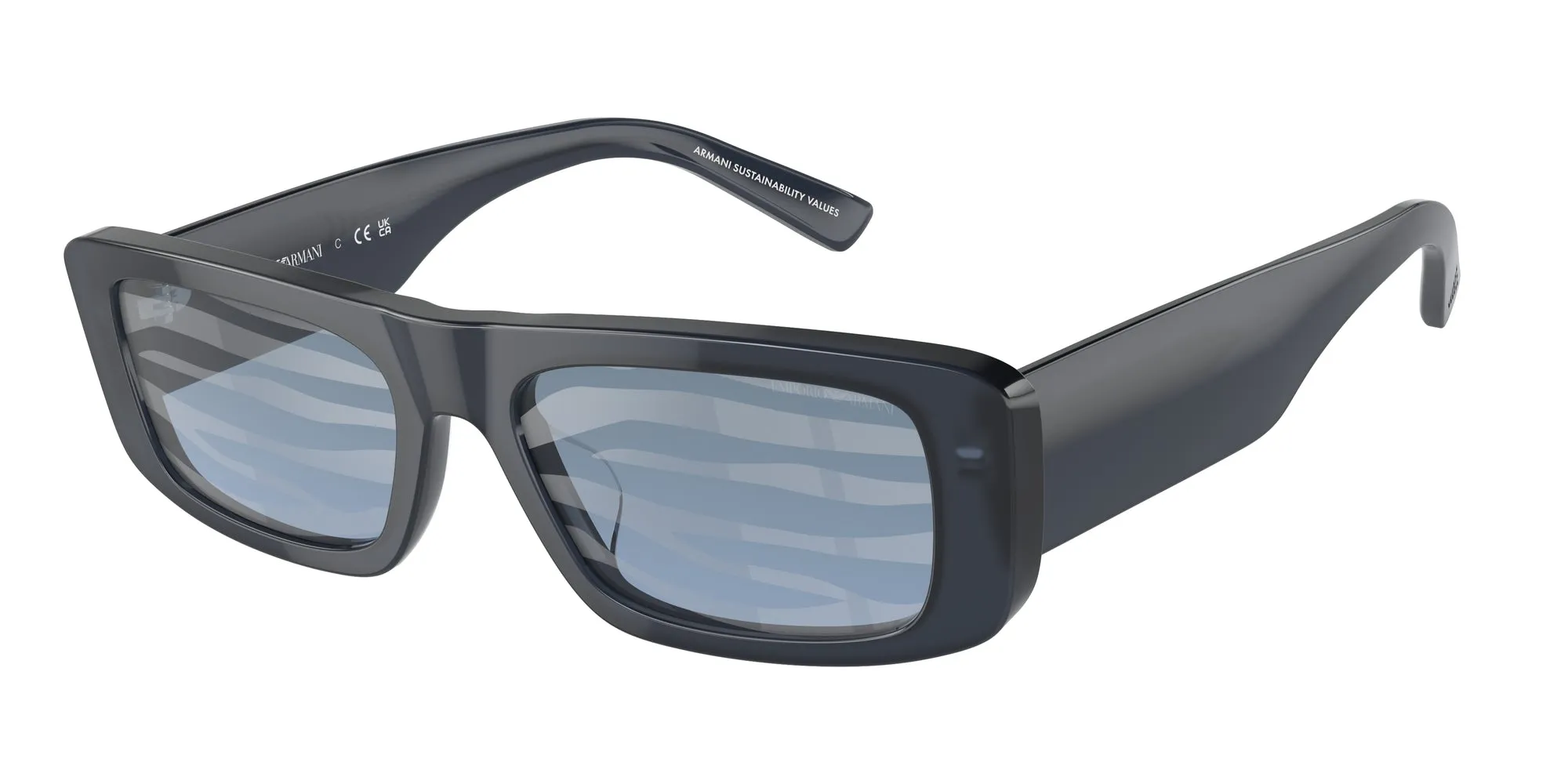 Emporio Armani EA4229U 6120AM Occhiali da sole Acetato Blu Blu Squadrata Normale Decorazione - immagine 1