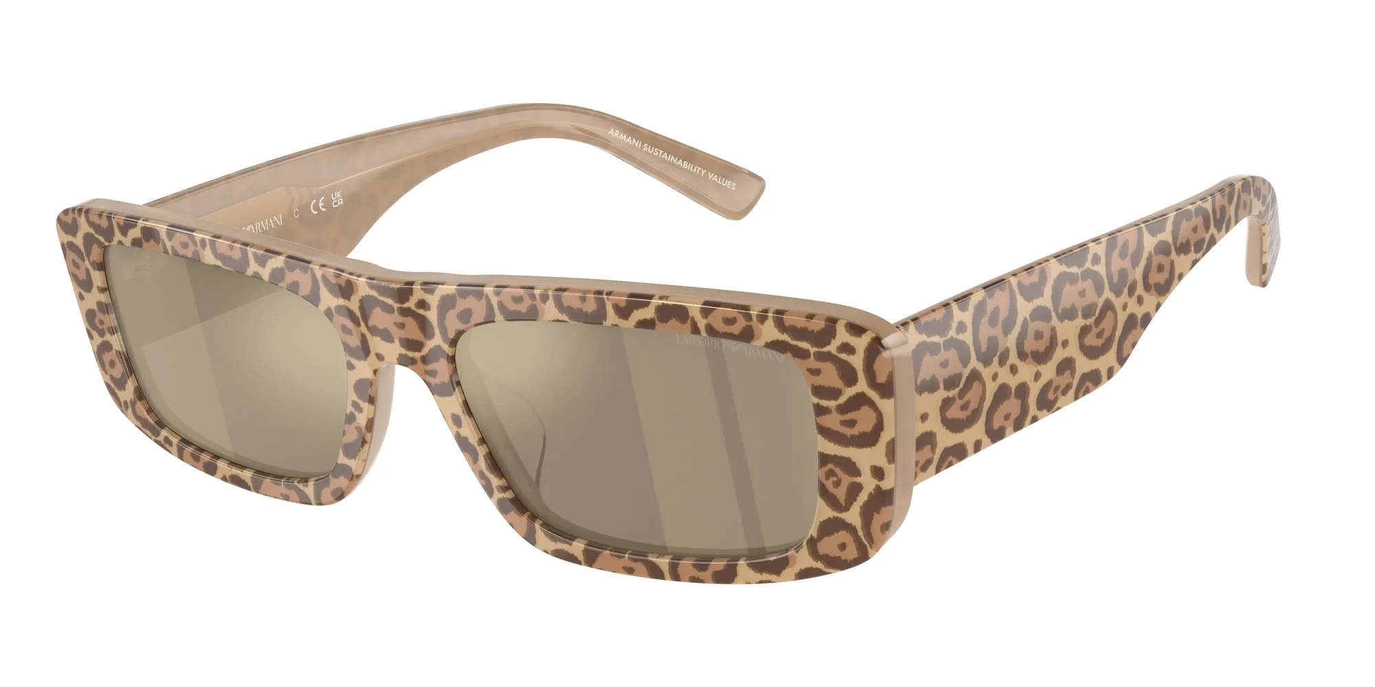 Emporio Armani EA4229U 61195A Occhiali da sole Acetato Marrone Marrone Squadrata Specchiate Specchiato - immagine 1