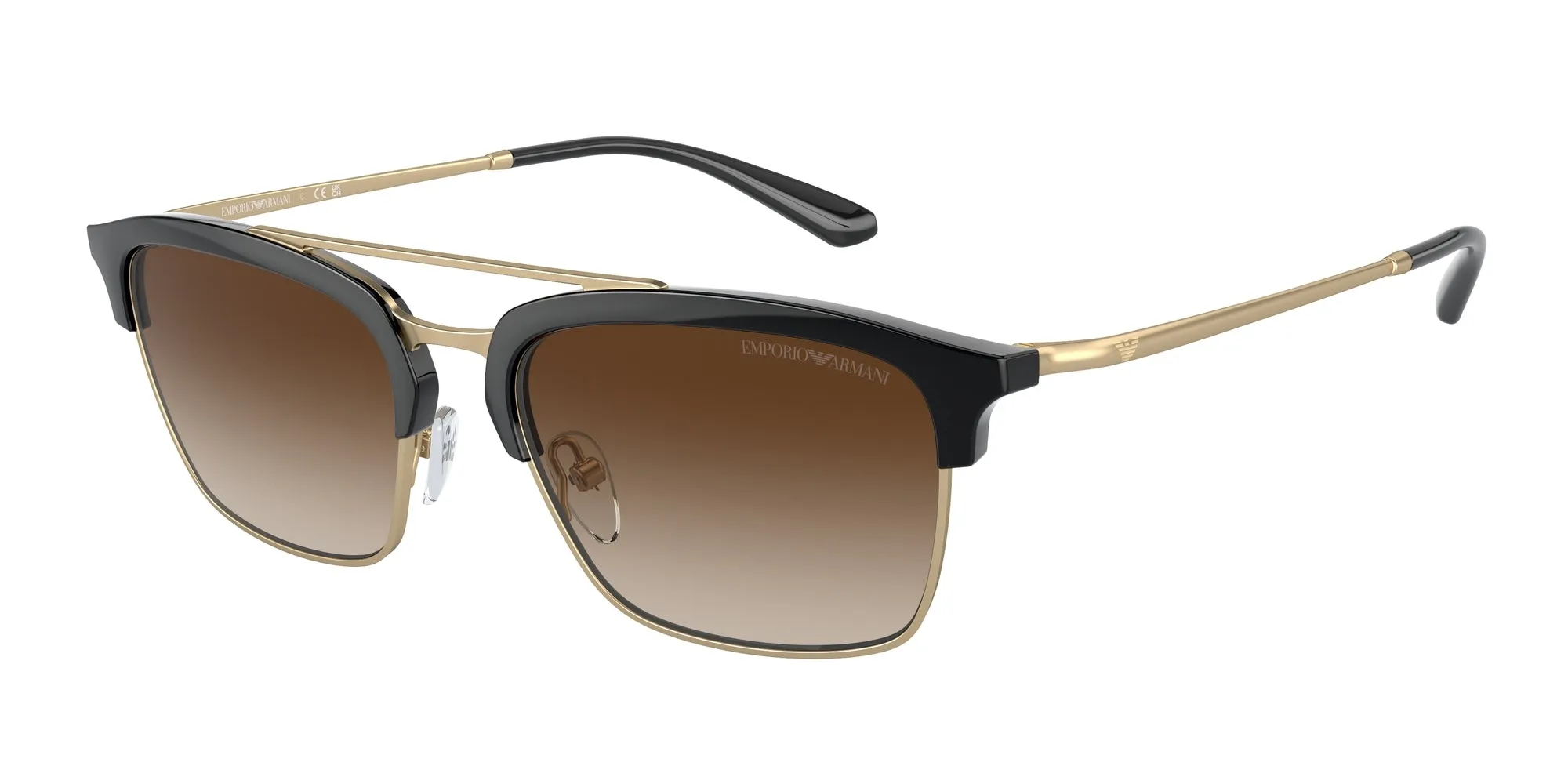 Emporio Armani EA4228 300213 Occhiali da sole Iniettato Nero Marrone Pilot Normale Sfumato - immagine 1