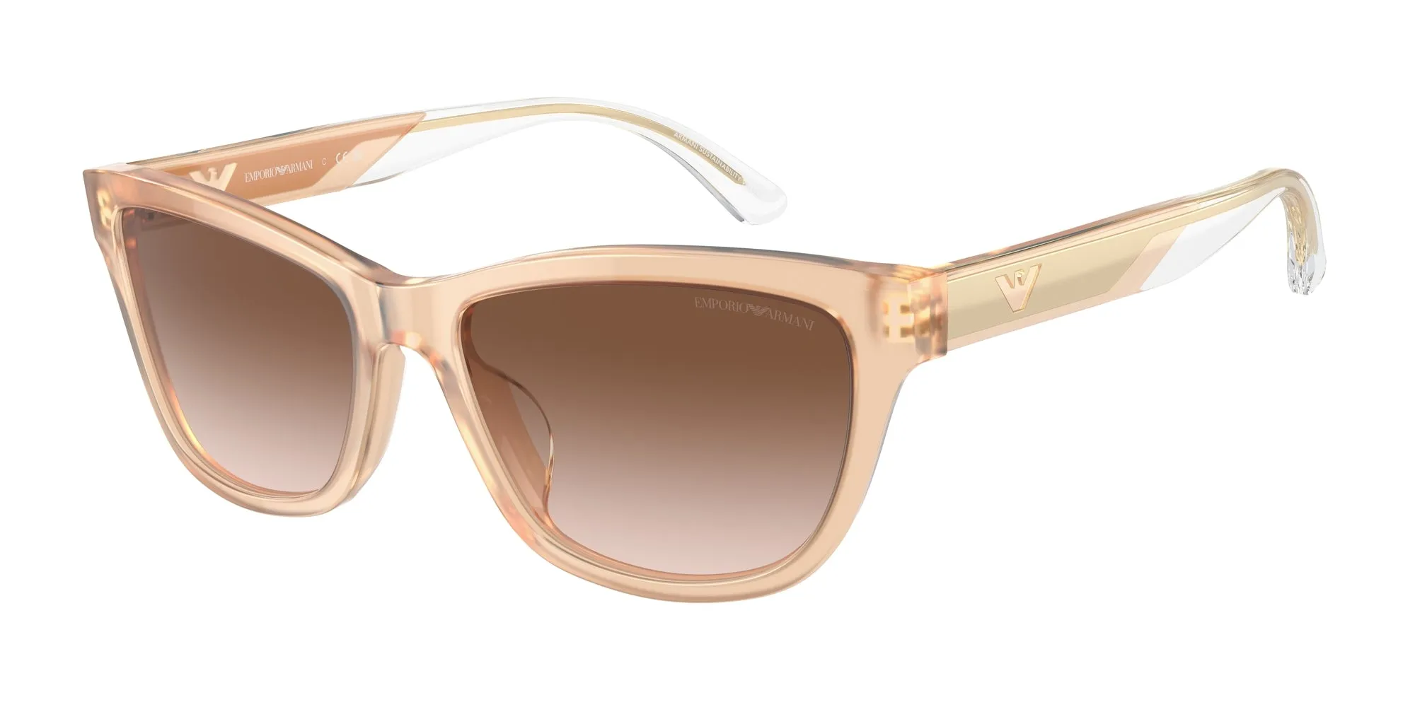 Emporio Armani EA4227U 609813 Occhiali da sole Acetato Beige Marrone Cat Eye Normale Sfumato - immagine 1