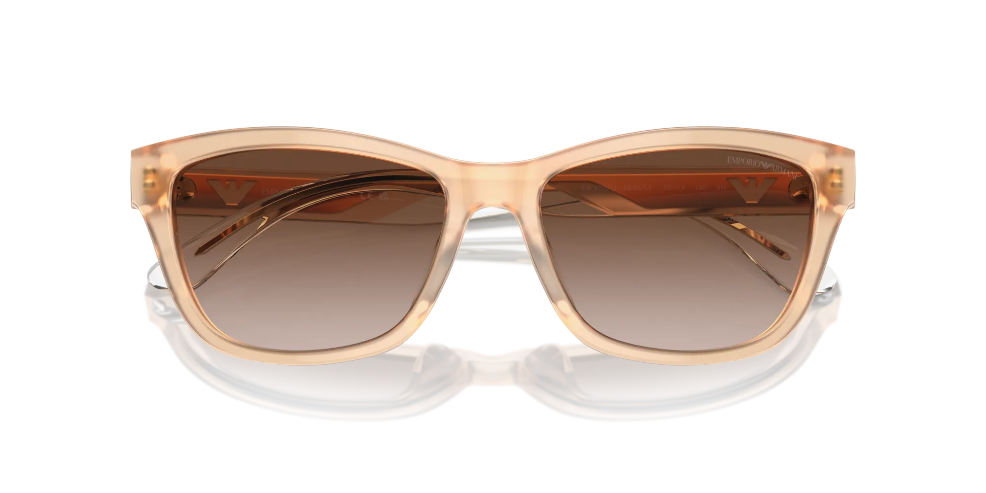 Emporio Armani EA4227U 609813 Occhiali da sole Acetato Beige Marrone Cat Eye Normale Sfumato - immagine 2