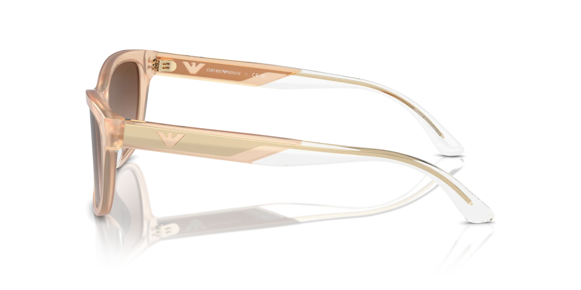Emporio Armani EA4227U 609813 Occhiali da sole Acetato Beige Marrone Cat Eye Normale Sfumato - immagine 4