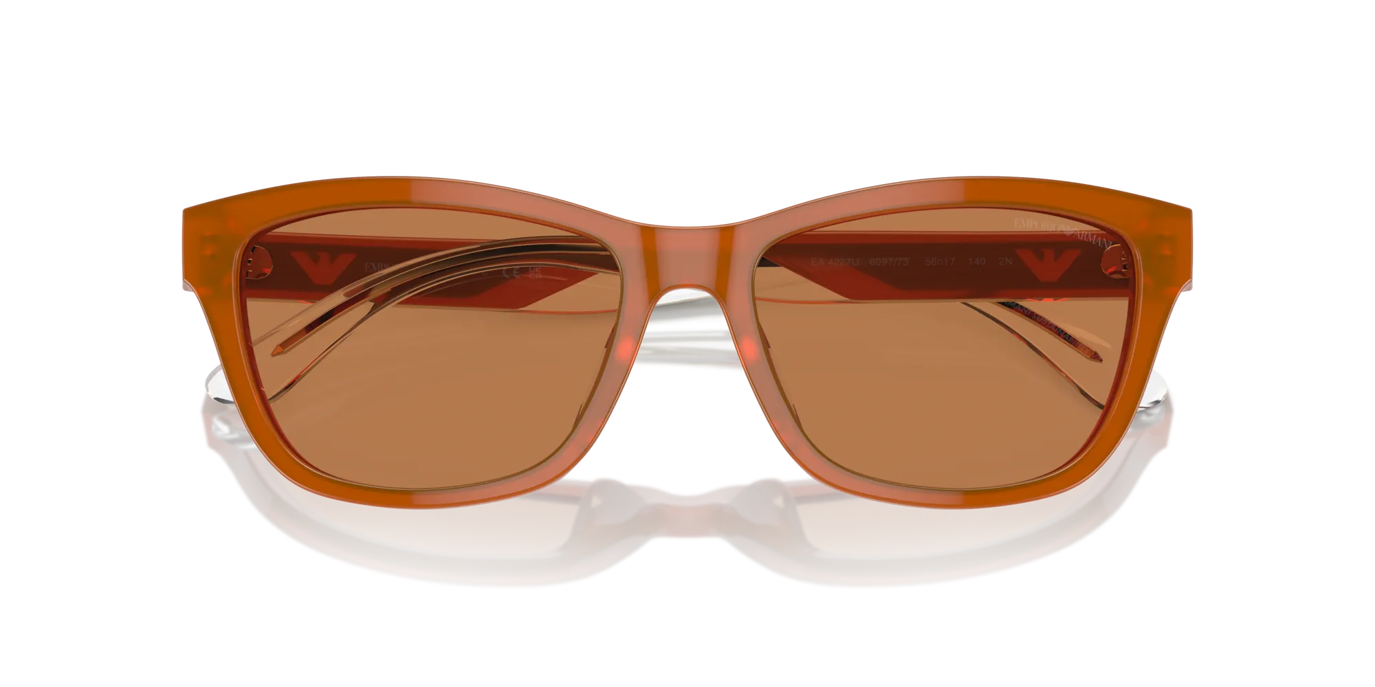 Emporio Armani EA4227U 609773 Occhiali da sole Acetato Arancione Marrone Cat Eye Normale - immagine 2