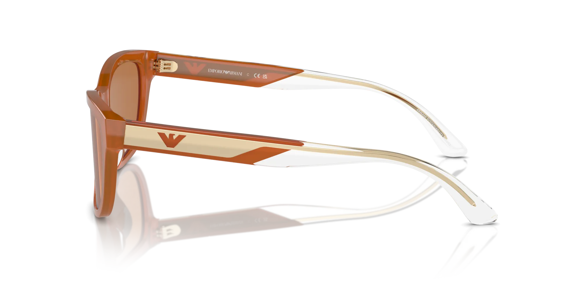 Emporio Armani EA4227U 609773 Occhiali da sole Acetato Arancione Marrone Cat Eye Normale - immagine 4