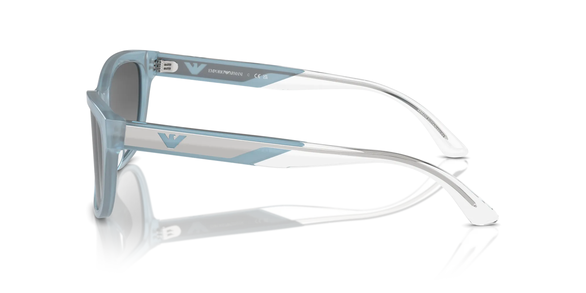 Emporio Armani EA4227U 609611 Occhiali da sole Acetato Blu Grigio Cat Eye Normale Sfumato - immagine 4
