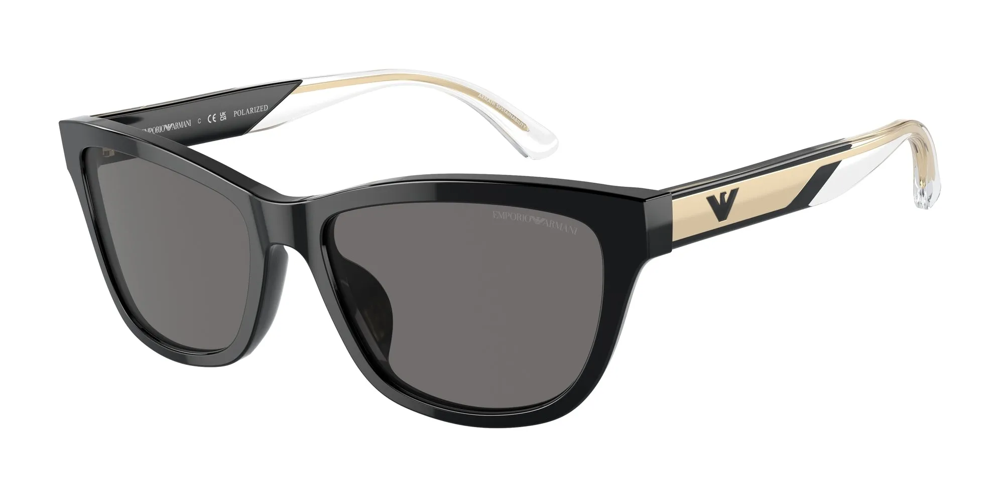 Emporio Armani EA4227U 501787 Occhiali da sole Acetato Nero Grigio Cat Eye Polarizzata - immagine 1