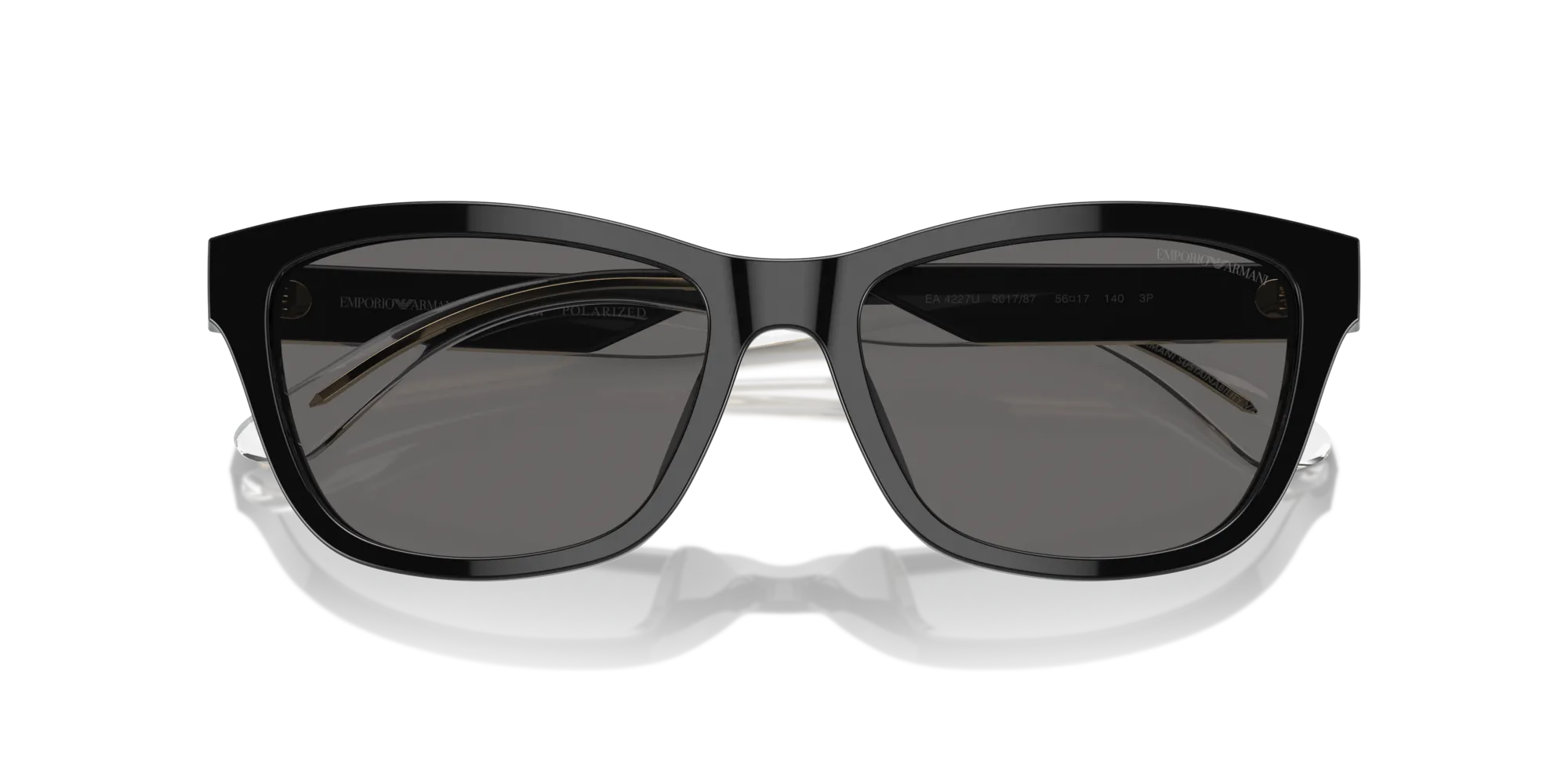 Emporio Armani EA4227U 501787 Occhiali da sole Acetato Nero Grigio Cat Eye Polarizzata - immagine 2