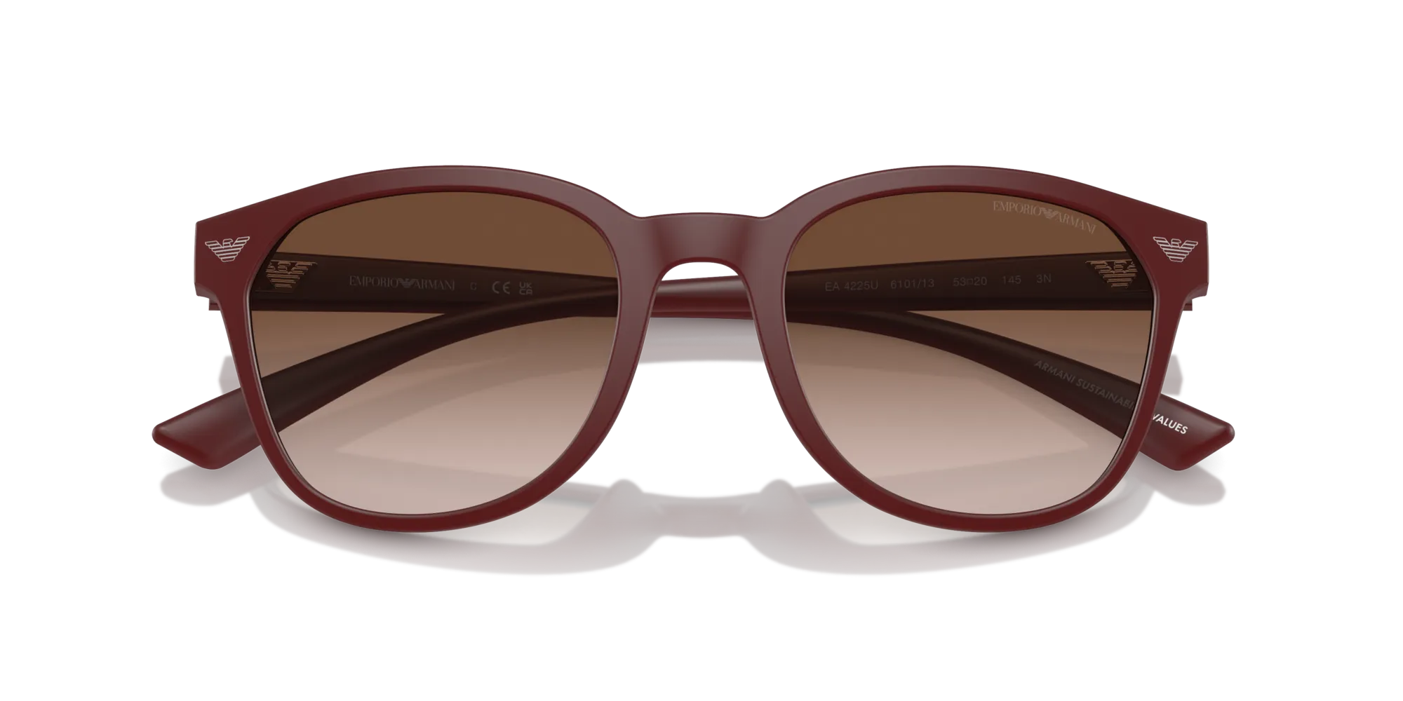 Emporio Armani EA4225U 610113 Occhiali da sole Iniettato Rosso Marrone Pantos Normale Sfumato - immagine 2