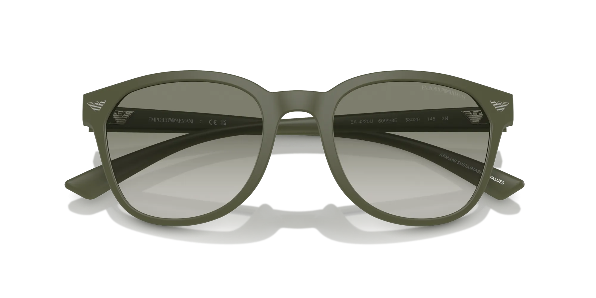 Emporio Armani EA4225U 60998E Occhiali da sole Iniettato Verde Verde Pantos Normale Sfumato - immagine 2