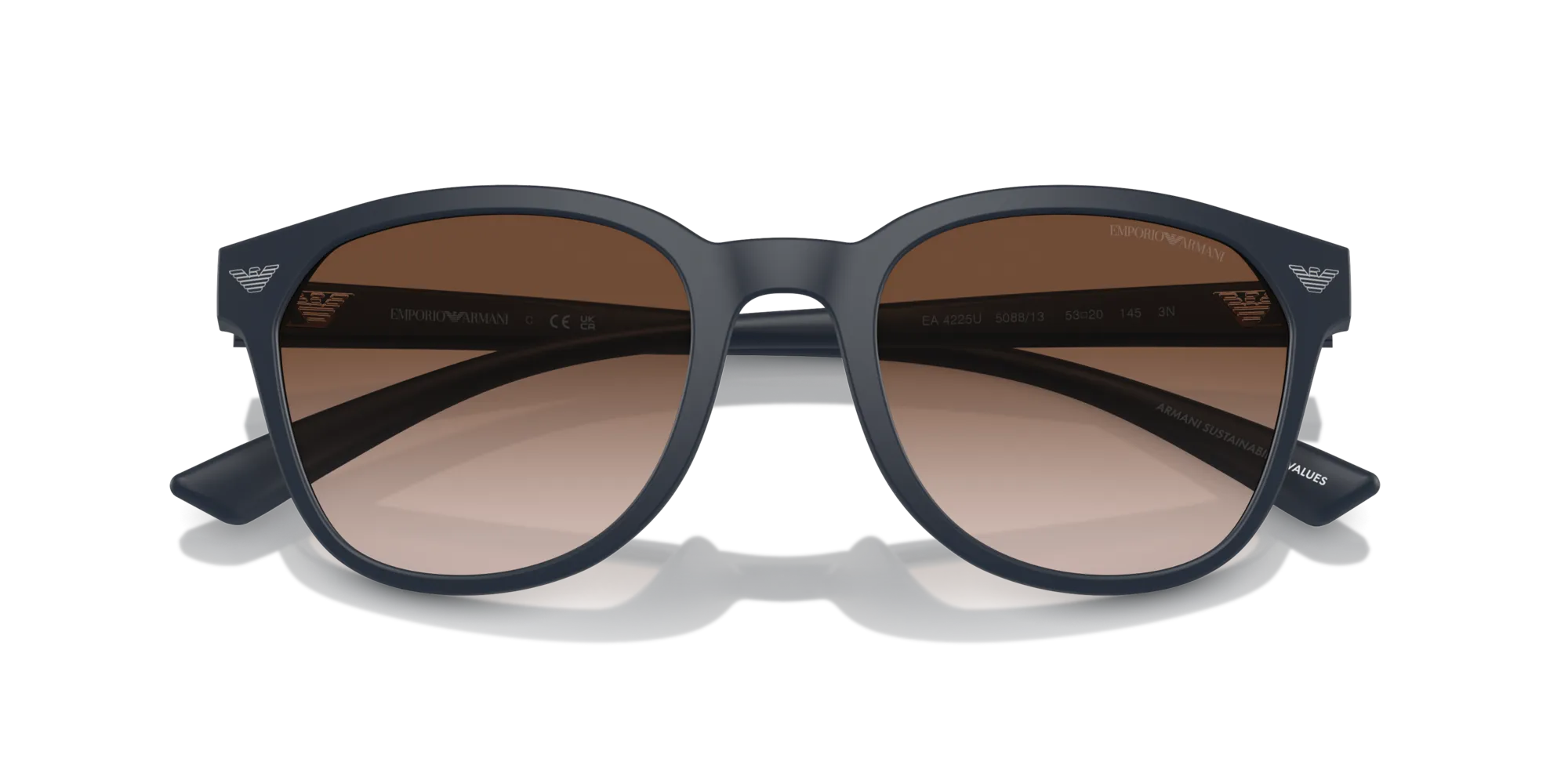Emporio Armani EA4225U 508813 Occhiali da sole Iniettato Blu Marrone Pantos Normale Sfumato - immagine 2