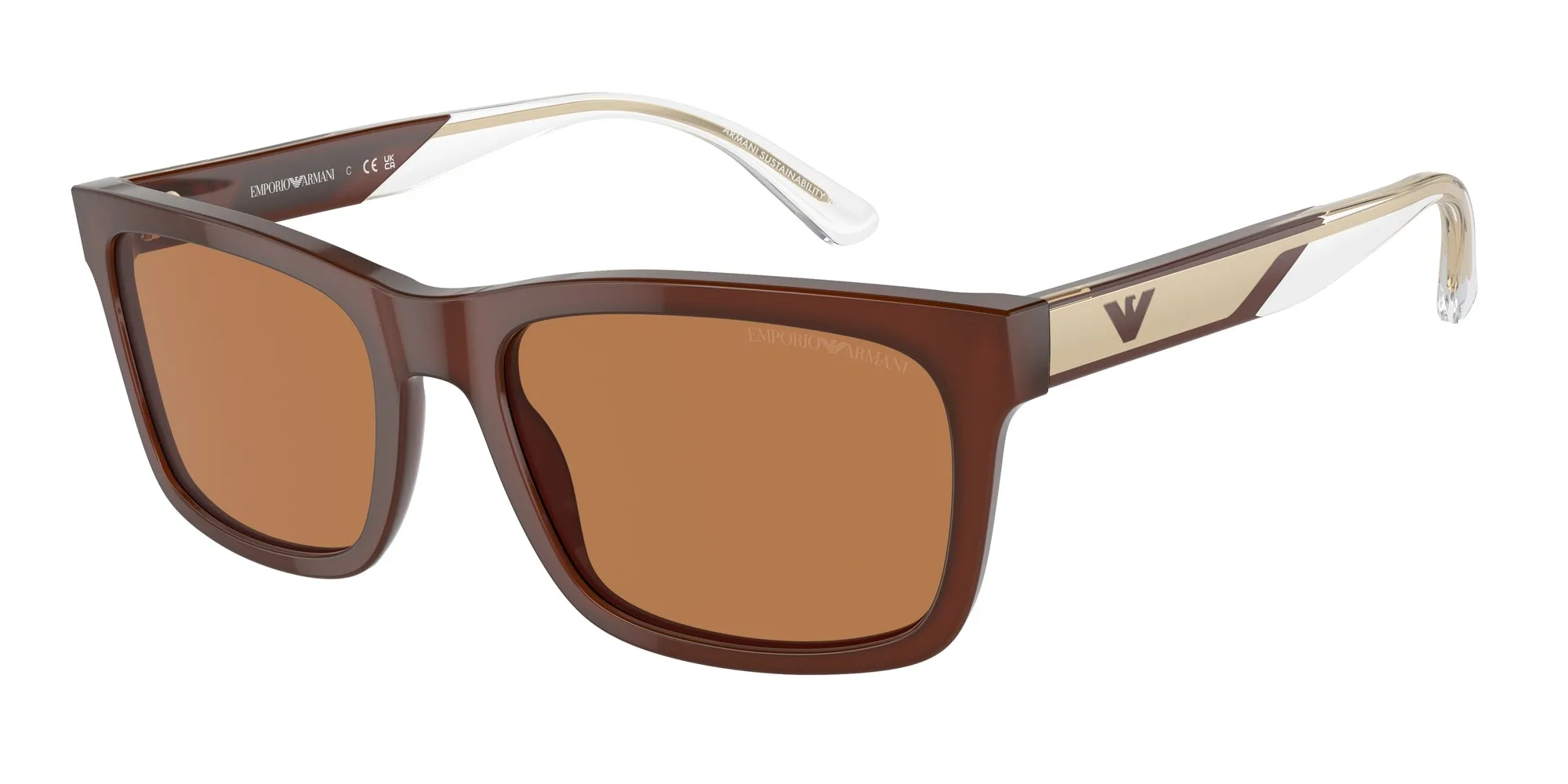 Emporio Armani EA4224 609573 Occhiali da sole Acetato Marrone Marrone Squadrata Normale - immagine 1