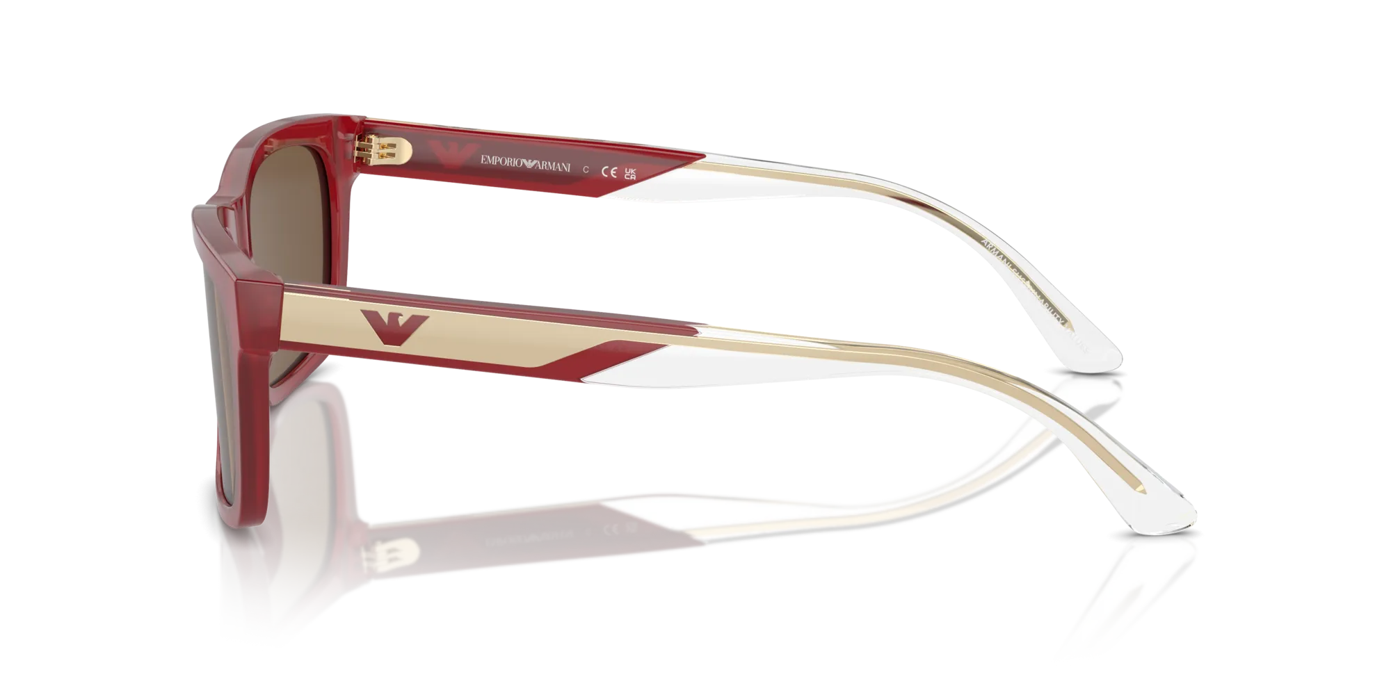 Emporio Armani EA4224 609373 Occhiali da sole Acetato Rosso Marrone Squadrata Normale - immagine 4