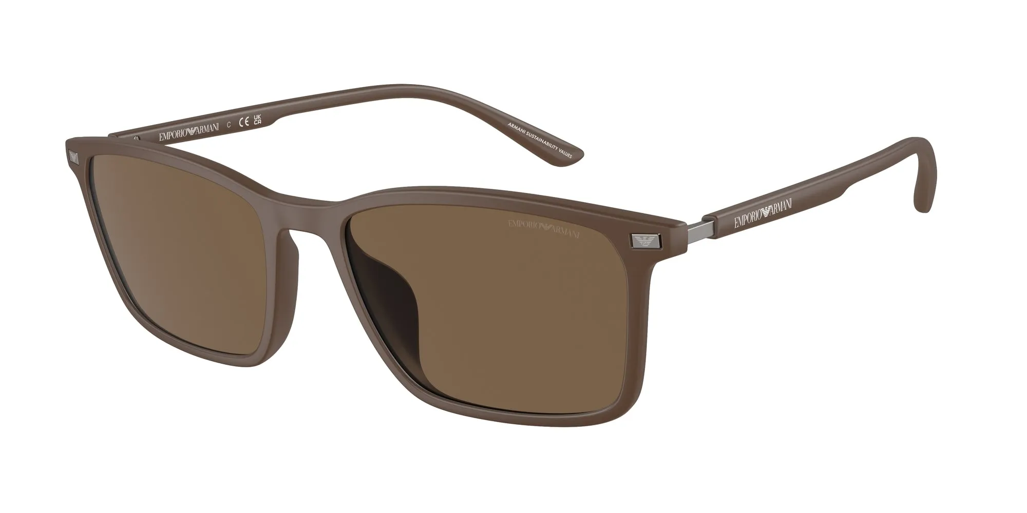 Emporio Armani EA4223U 610573 Occhiali da sole Iniettato Marrone Marrone Squadrata Normale - immagine 1