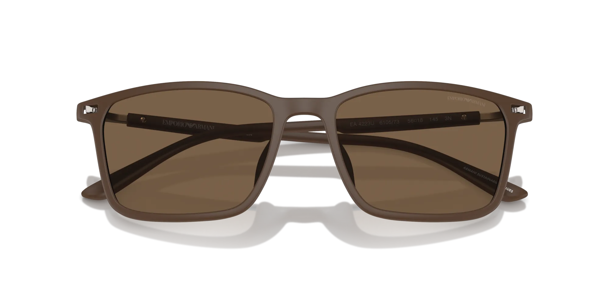 Emporio Armani EA4223U 610573 Occhiali da sole Iniettato Marrone Marrone Squadrata Normale - immagine 2