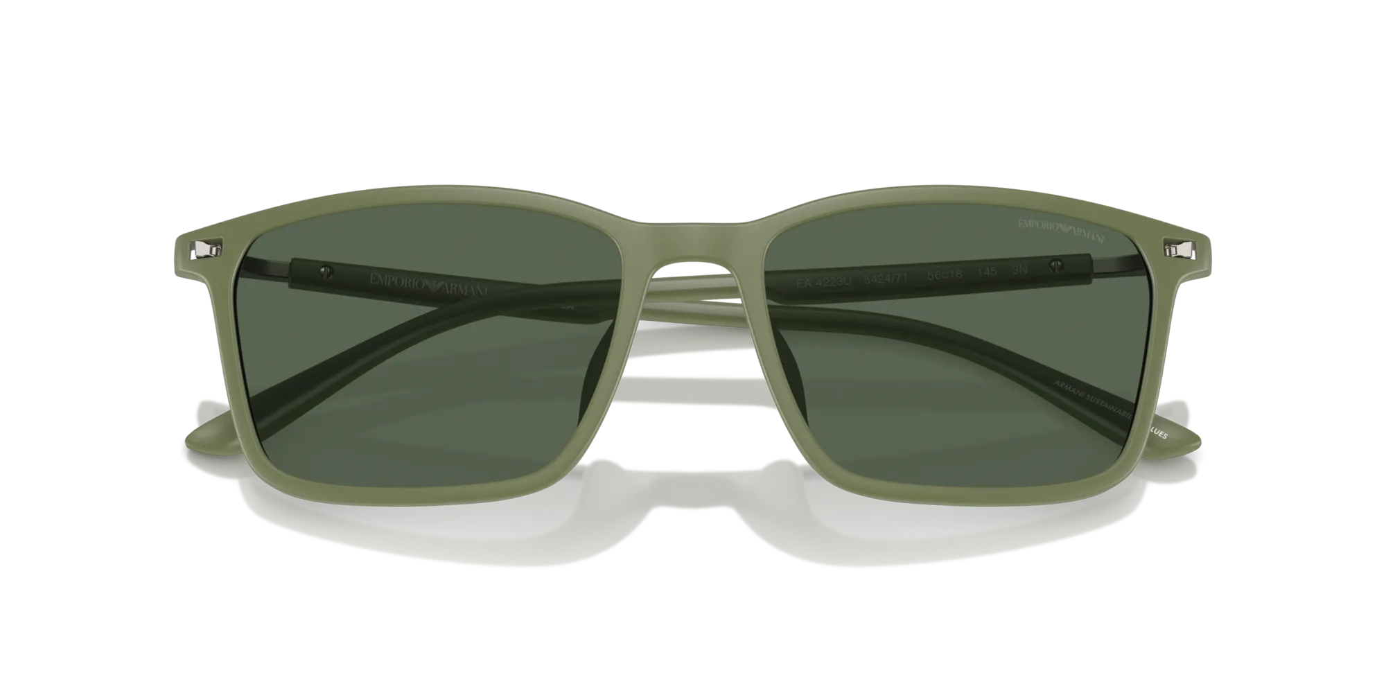 Emporio Armani EA4223U 542471 Occhiali da sole Iniettato Verde Verde Squadrata Normale - immagine 2