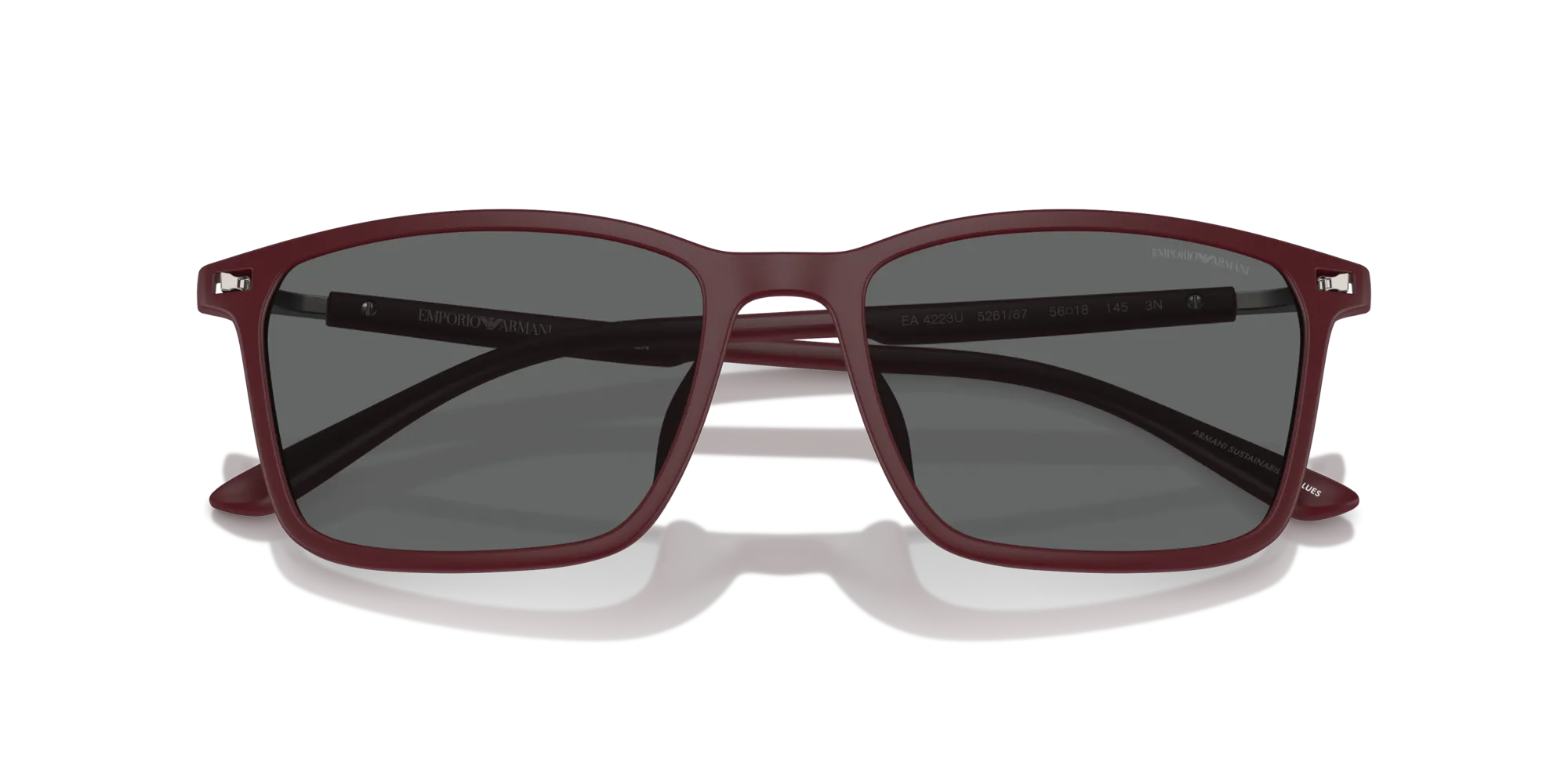 Emporio Armani EA4223U 526187 Occhiali da sole Iniettato Rosso Grigio Squadrata Normale - immagine 2