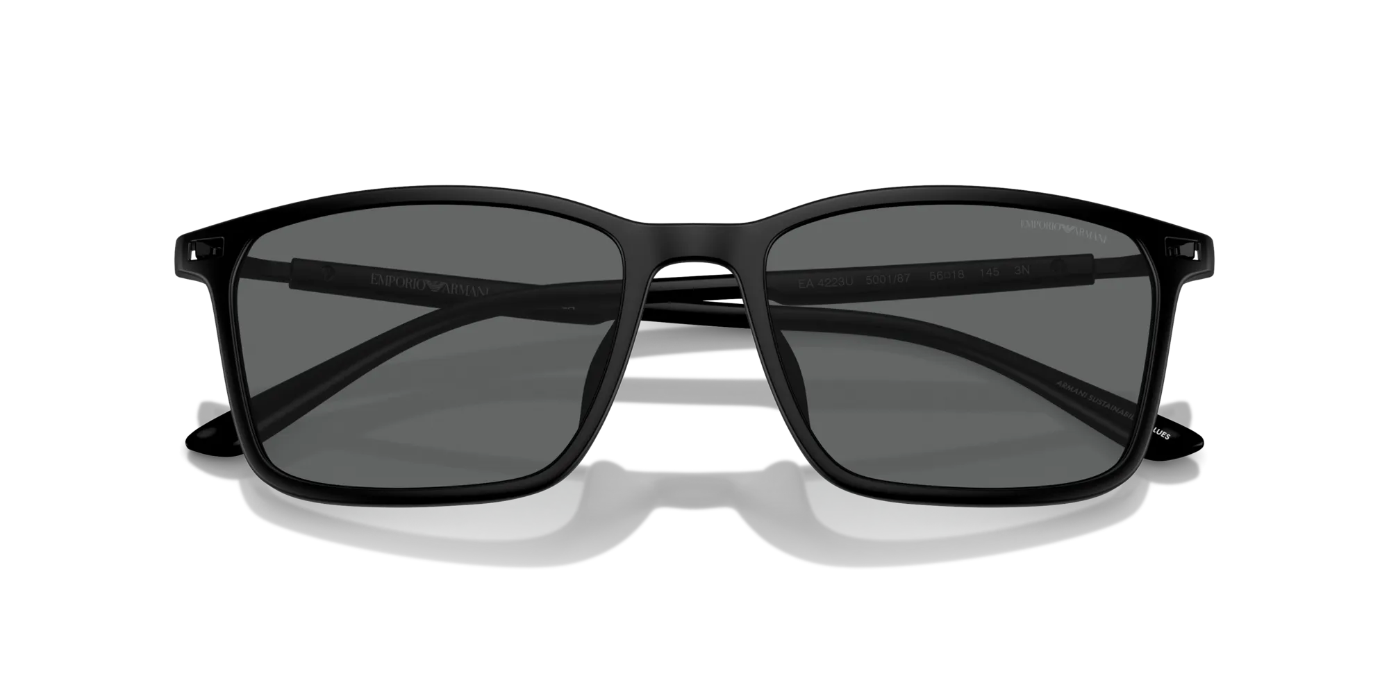 Emporio Armani EA4223U 500187 Occhiali da sole Iniettato Nero Grigio Squadrata Normale - immagine 2