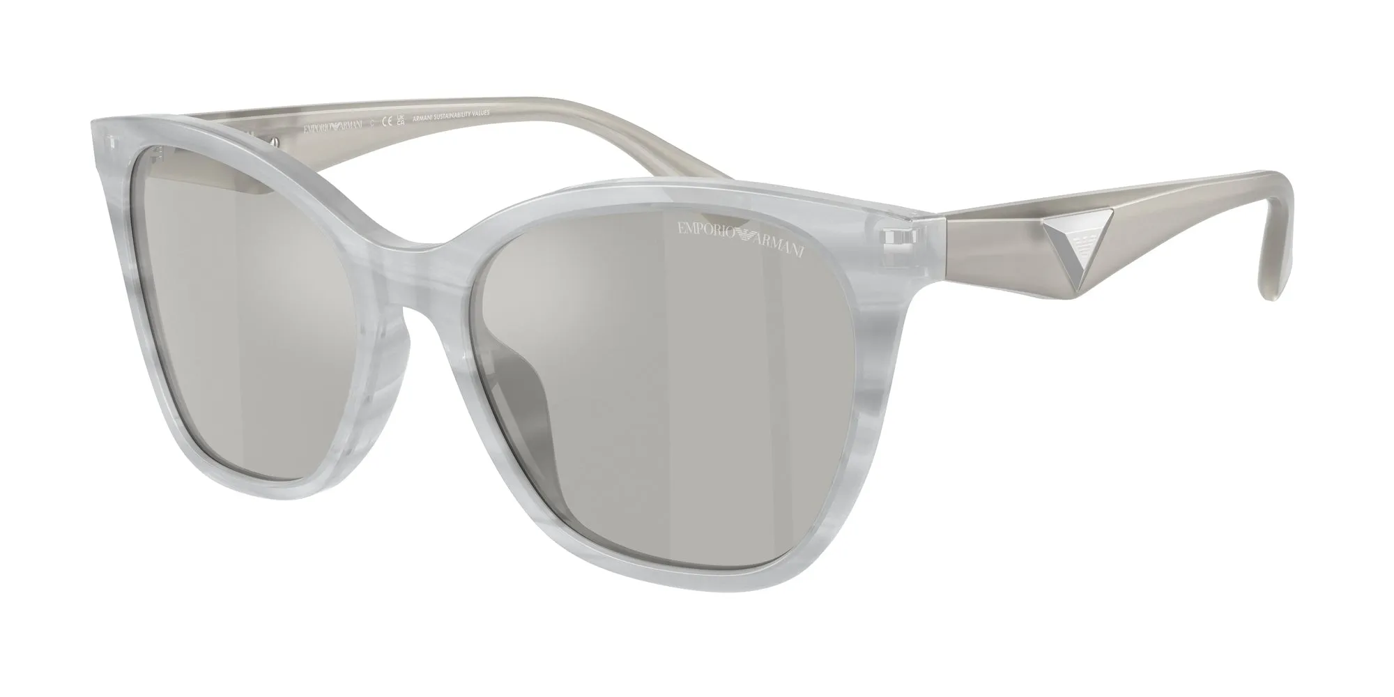 Emporio Armani EA4222U 611487 Occhiali da sole Acetato Grigio Grigio Farfalla Normale Flash - immagine 1
