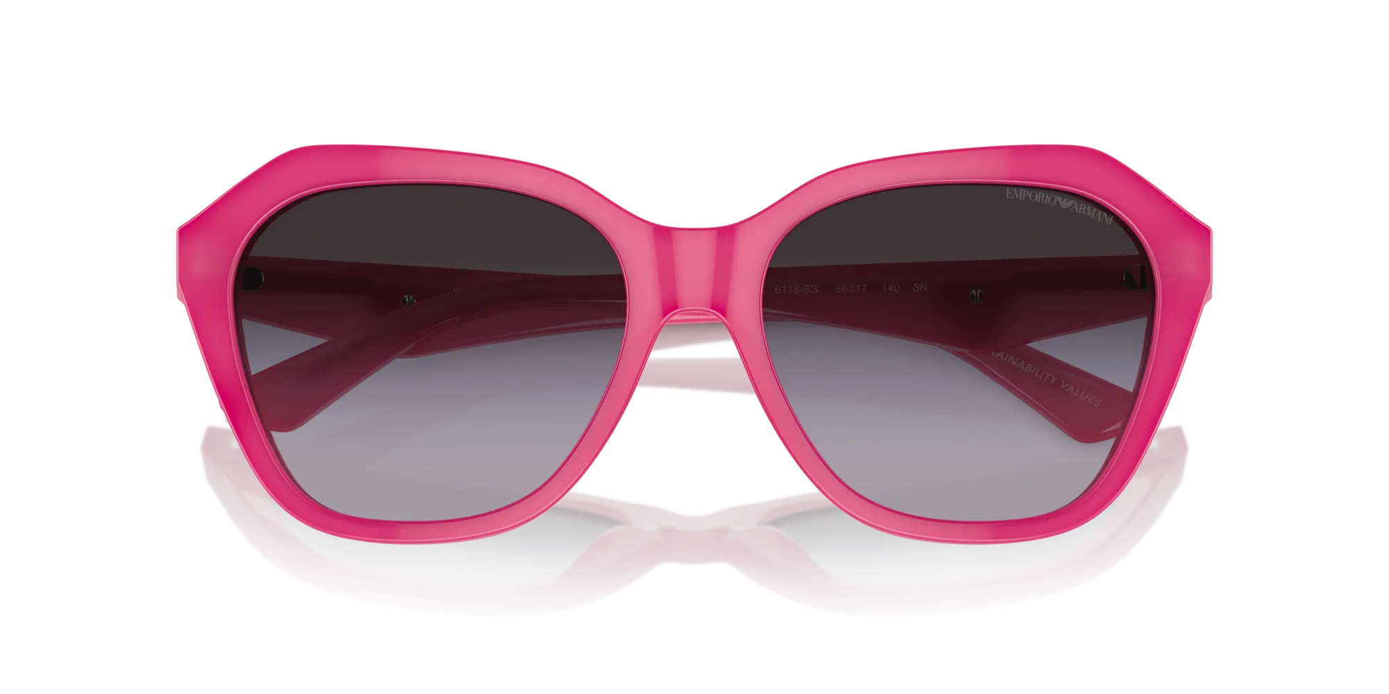 Emporio Armani EA4221 61188G Occhiali da sole Acetato Rosa Grigio Geometrica Normale Sfumato - immagine 2