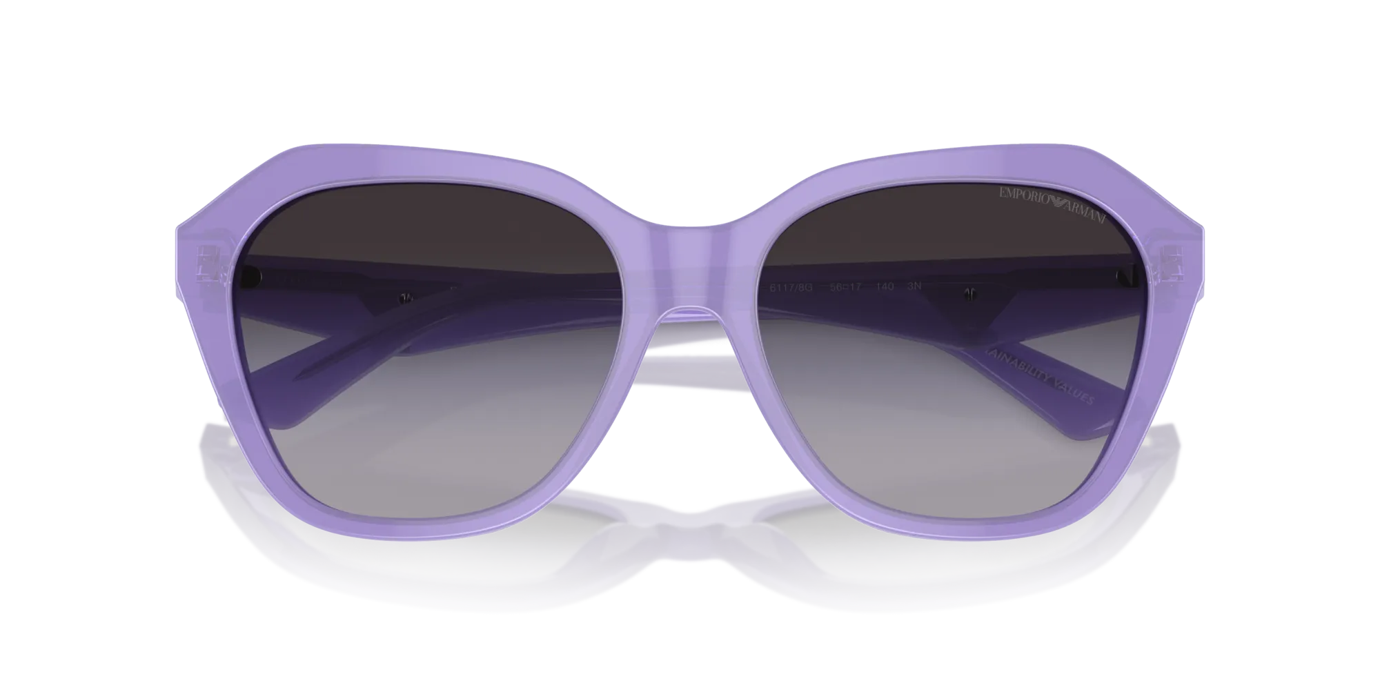 Emporio Armani EA4221 61178G Occhiali da sole Acetato Viola Grigio Geometrica Normale Sfumato - immagine 2