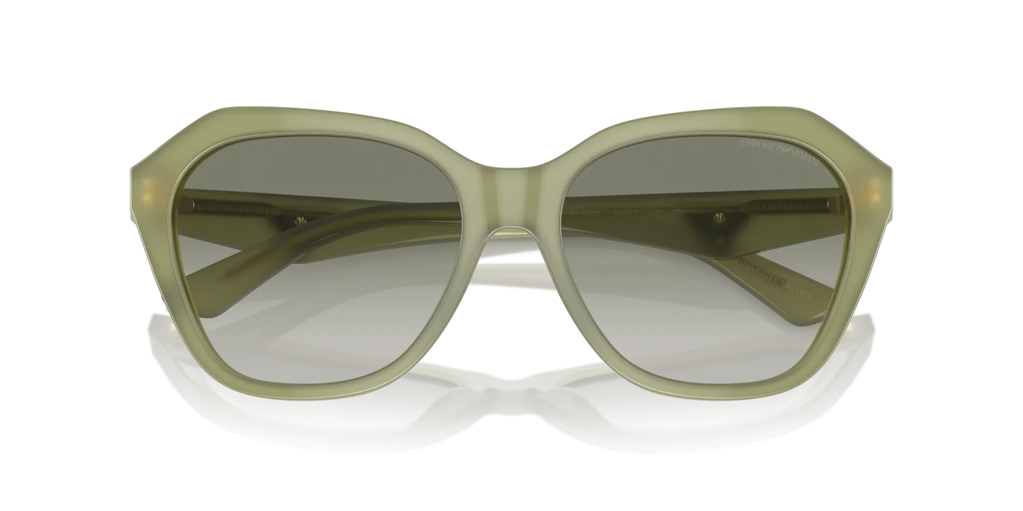Emporio Armani EA4221 61168E Occhiali da sole Acetato Verde Verde Geometrica Normale Sfumato - immagine 2