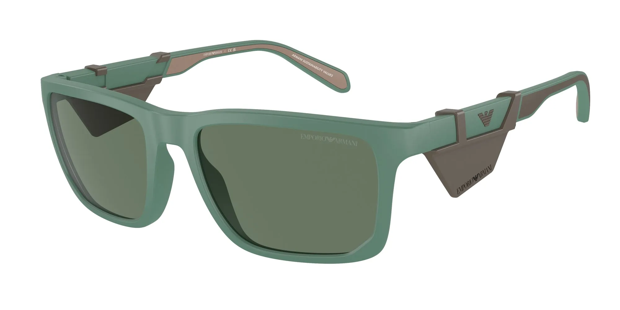 Emporio Armani EA4219 610276 Occhiali da sole Iniettato Verde Verde Squadrata Normale - immagine 1