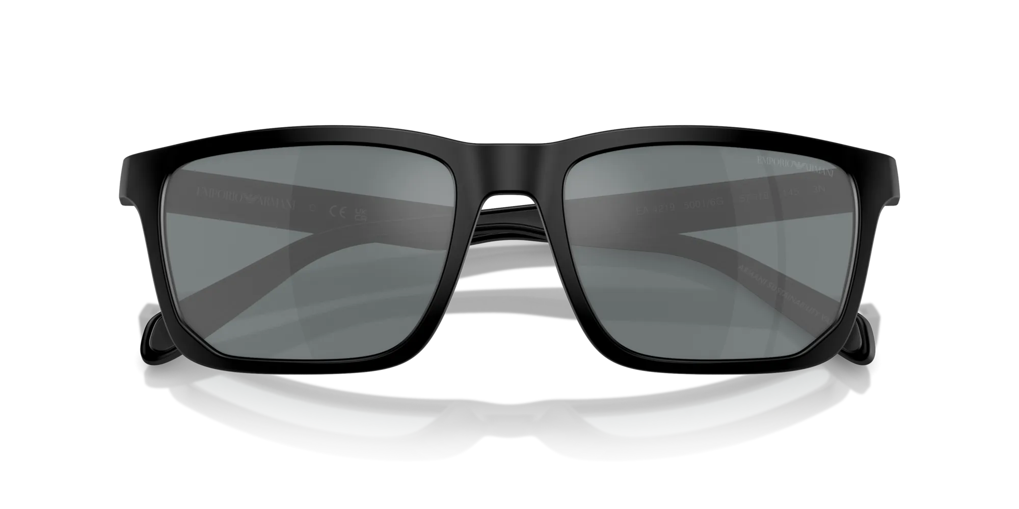 Emporio Armani EA4219 50016G Occhiali da sole Iniettato Nero Grigio Squadrata Specchiate Specchiato - immagine 2