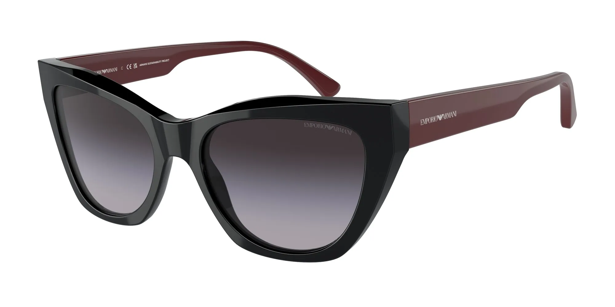 Emporio Armani EA4176 50178G Occhiali da sole Acetato Nero Grigio Cat Eye Normale Sfumato - immagine 1