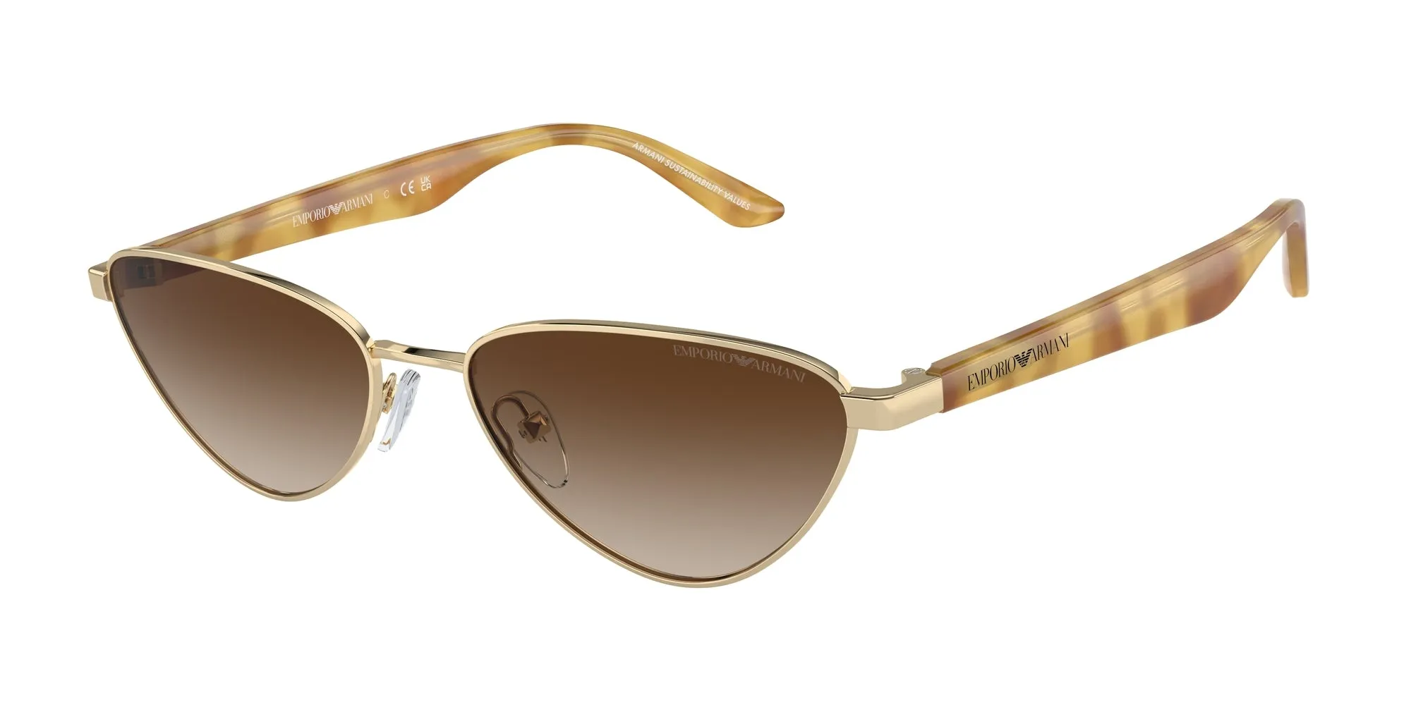Emporio Armani EA2153 301313 Occhiali da sole Metallo Oro Marrone Geometrica Normale Sfumato - immagine 1