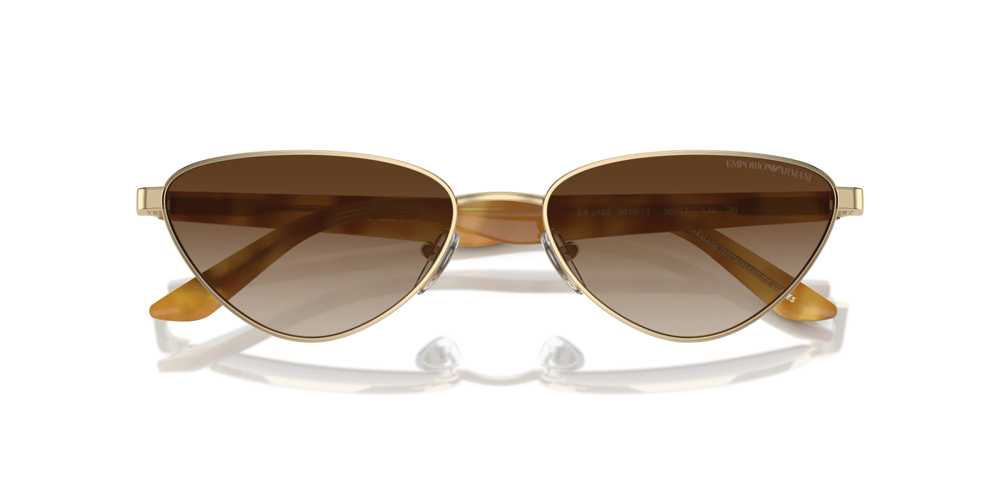 Emporio Armani EA2153 301313 Occhiali da sole Metallo Oro Marrone Geometrica Normale Sfumato - immagine 2