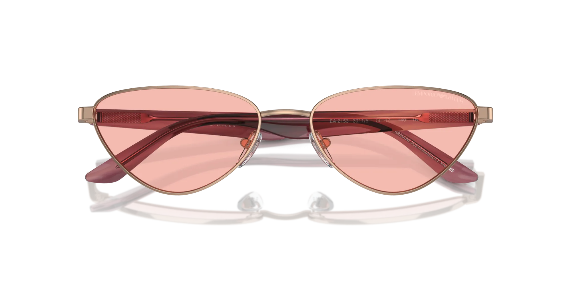 Emporio Armani EA2153 3011/5 Occhiali da sole Metallo Oro Rosa Geometrica Normale - immagine 2