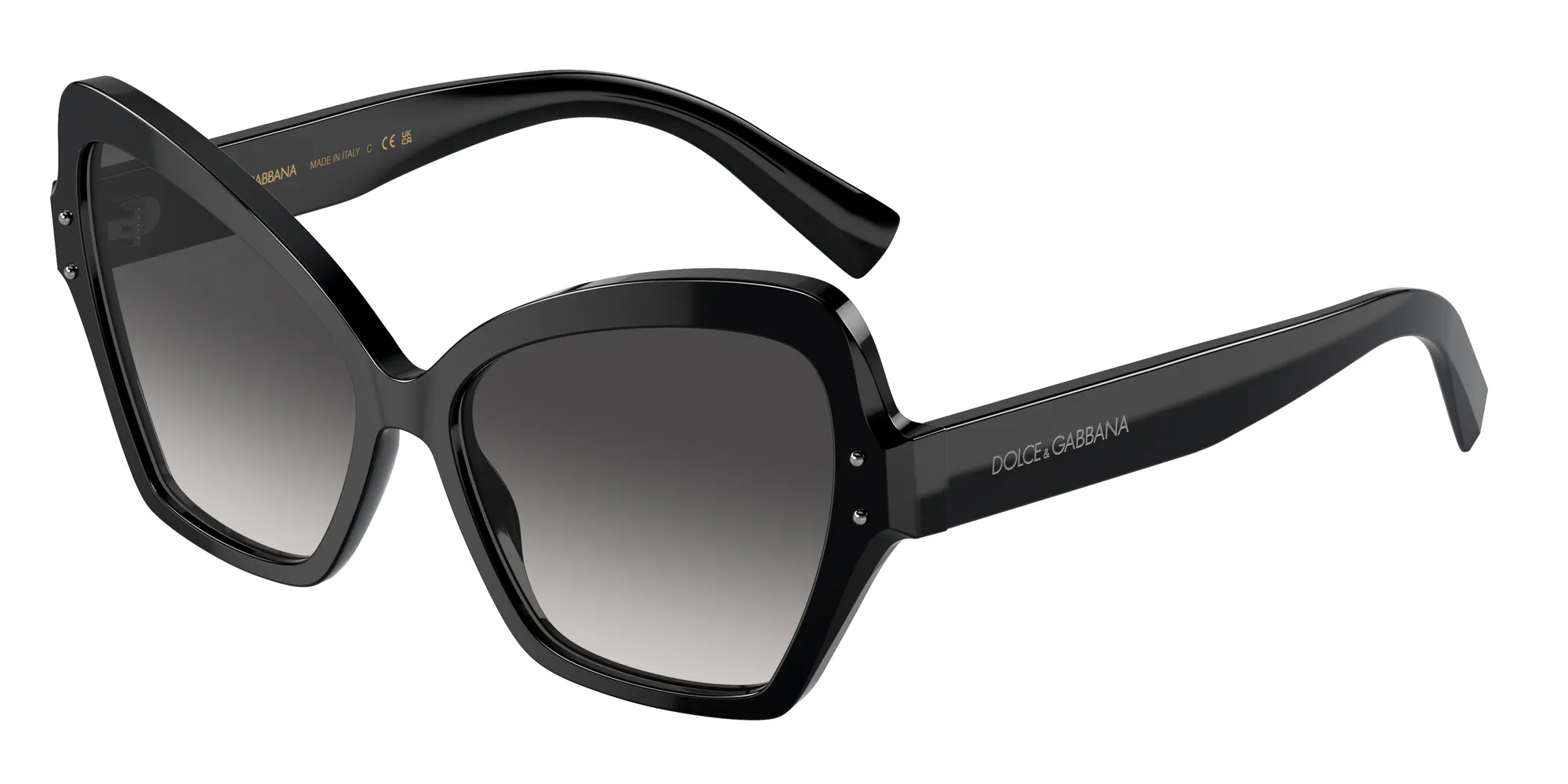 Dolce & Gabbana DG4463 501/8G Occhiali da sole Acetato Nero Grigio Farfalla Normale Sfumato - immagine 1