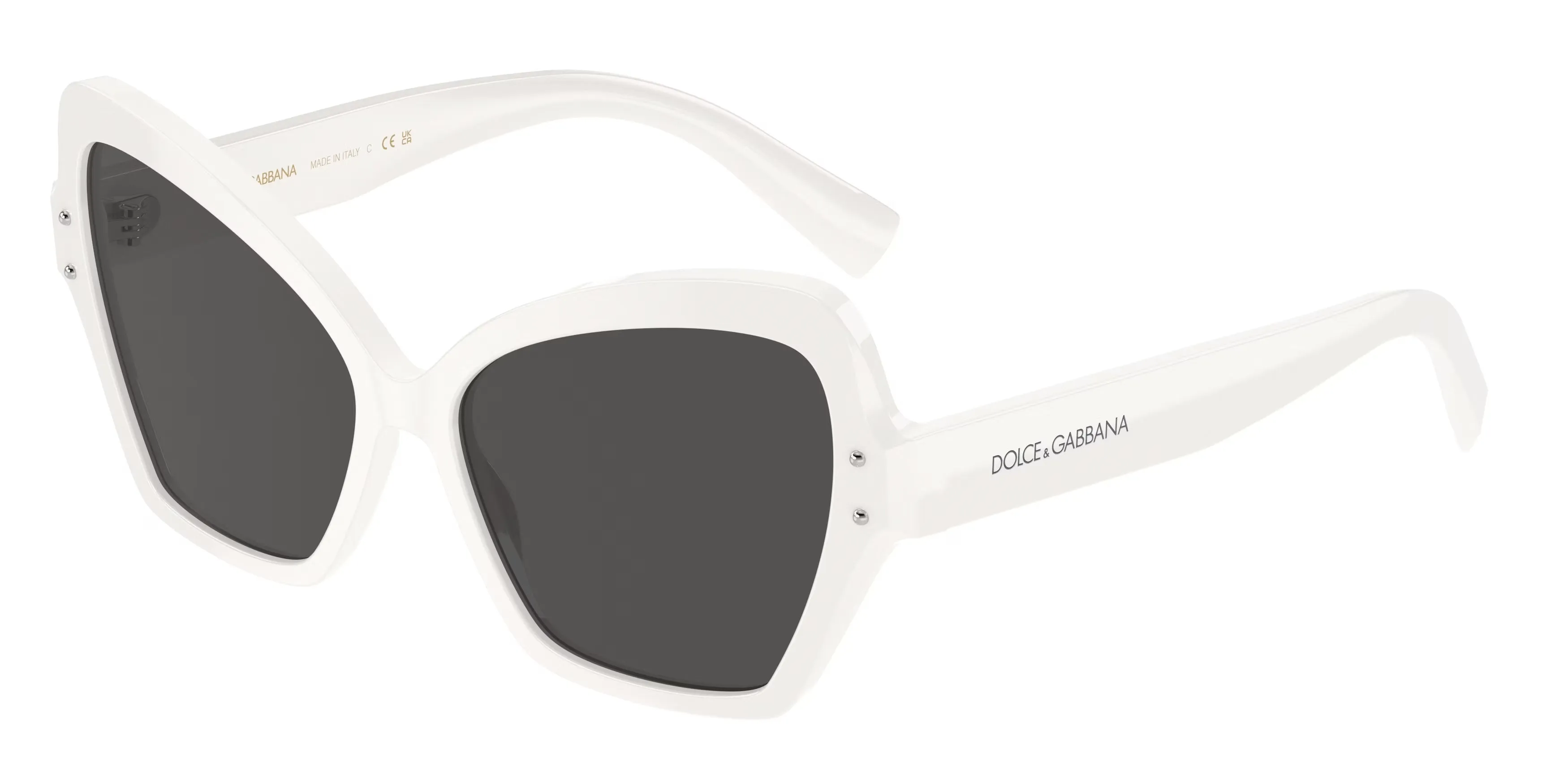 Dolce & Gabbana DG4463 331287 Occhiali da sole Acetato Bianco Grigio Farfalla Normale - immagine 1