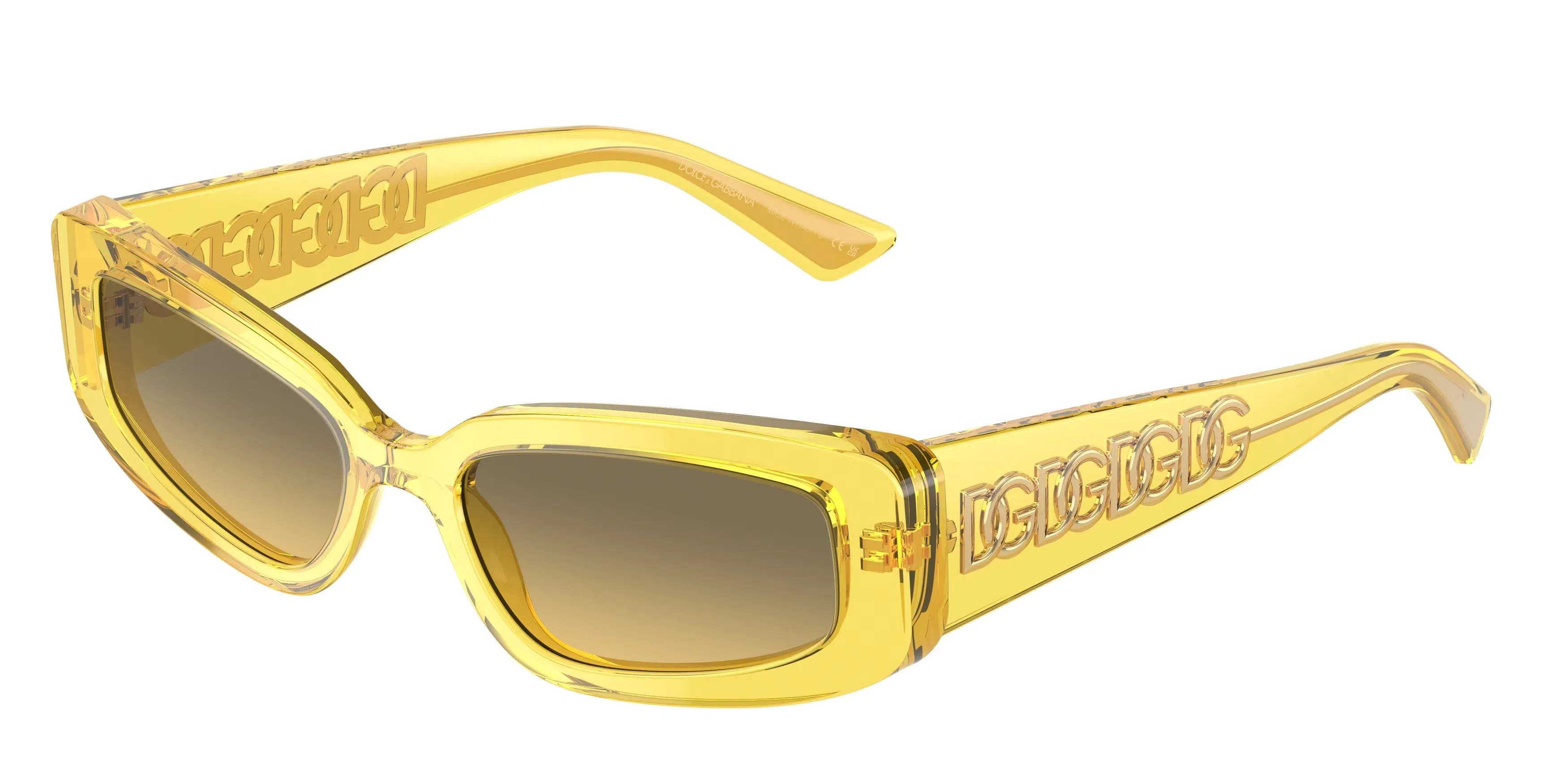 Dolce & Gabbana DG4445 343311 Occhiali da sole Acetato Giallo Grigio Cat Eye Normale Sfumato - immagine 1