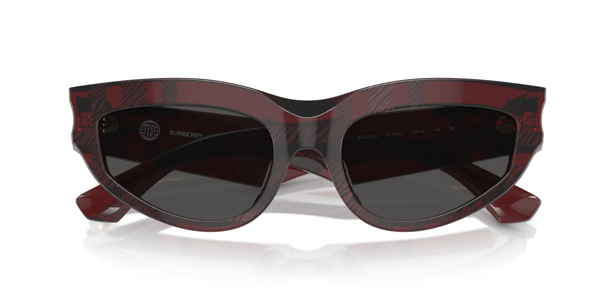 Burberry BE4425U 411587 Occhiali da sole Acetato Rosso Grigio Cat Eye Normale - immagine 2