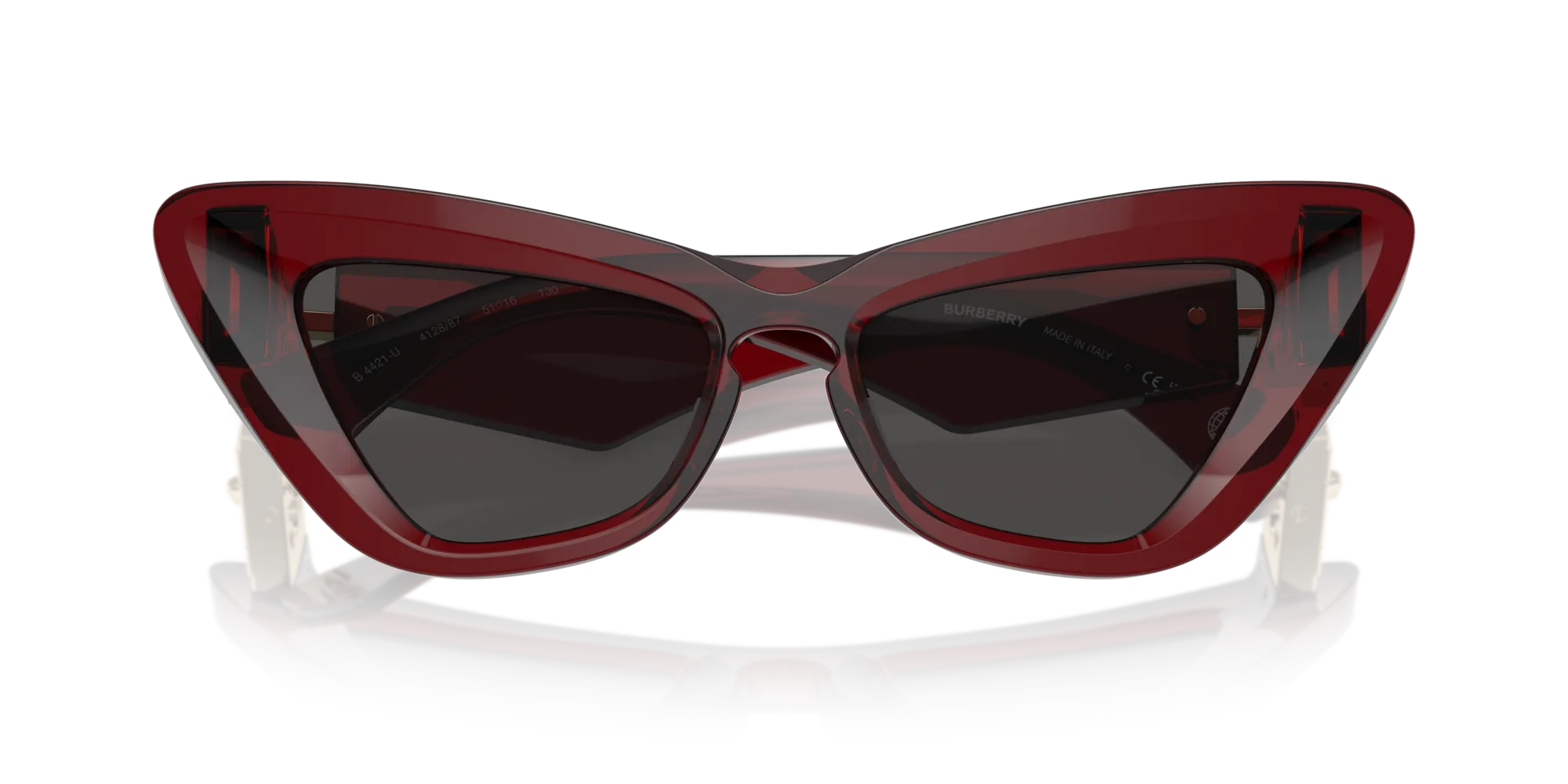 Burberry BE4421U 412887 Occhiali da sole Acetato Rosso Grigio Cat Eye Normale - immagine 2