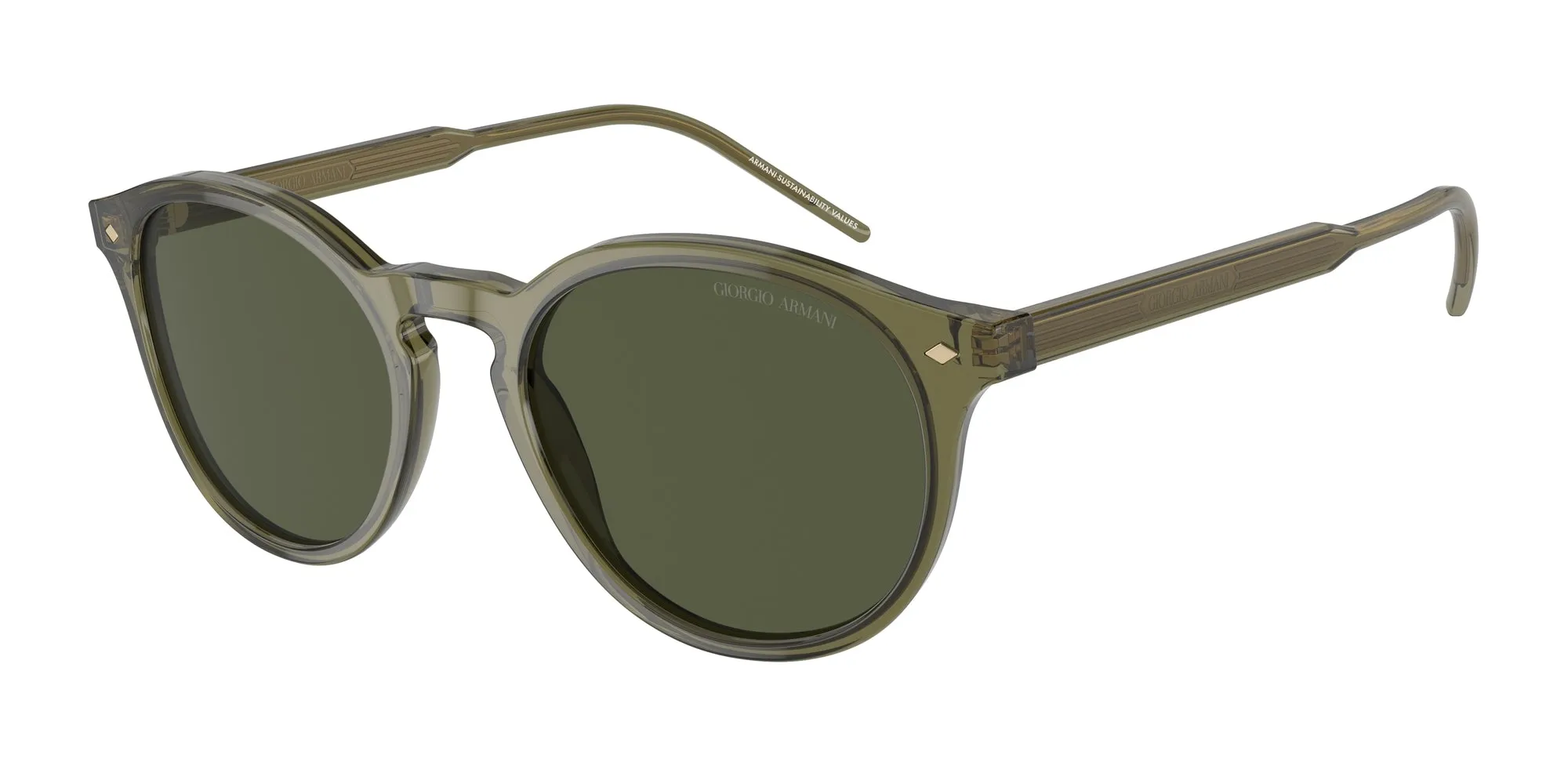 Giorgio Armani AR8211 607452 Occhiali da sole Acetato Verde Verde Pantos Normale Antiriflesso - immagine 1