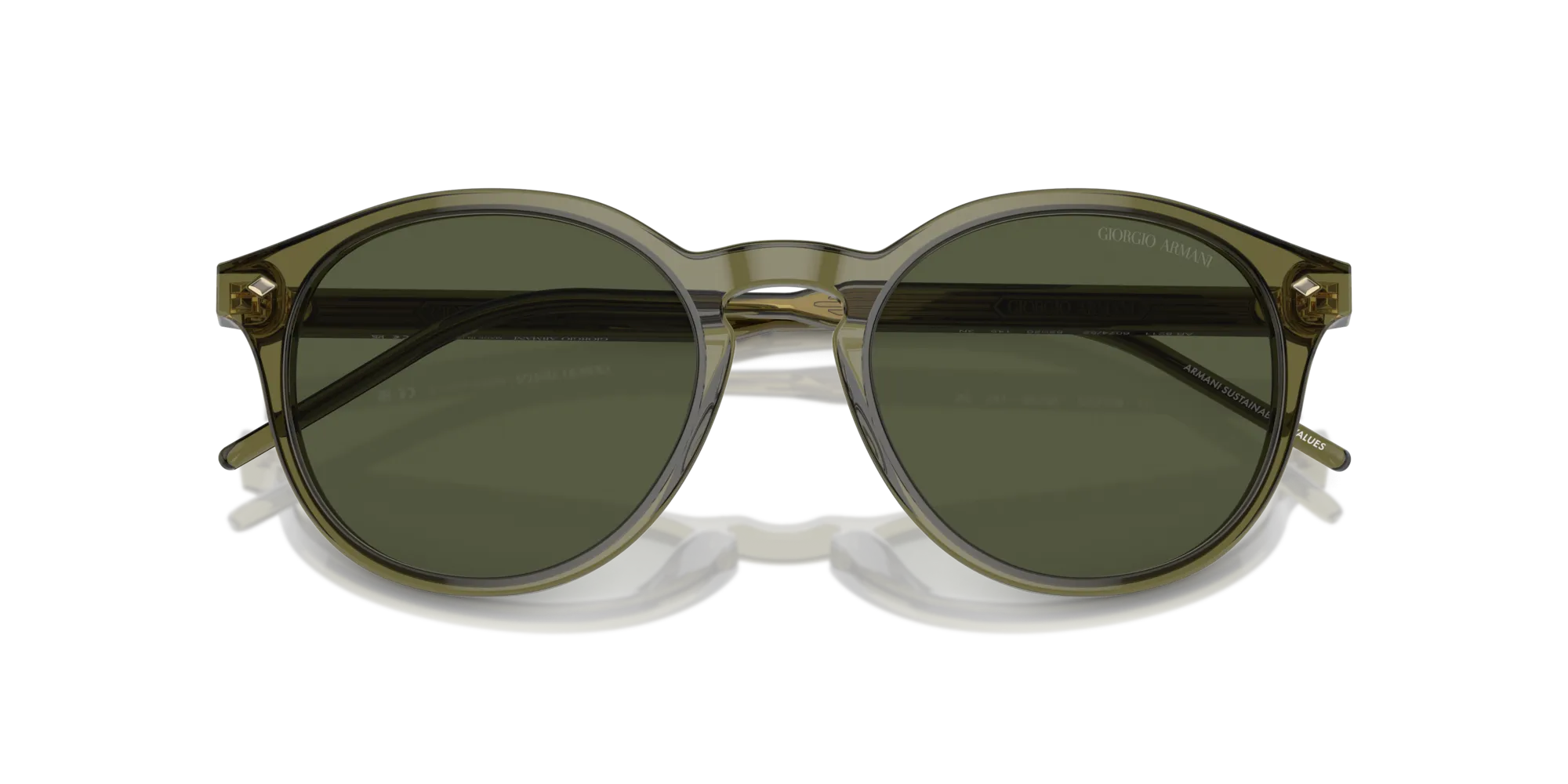 Giorgio Armani AR8211 607452 Occhiali da sole Acetato Verde Verde Pantos Normale Antiriflesso - immagine 2