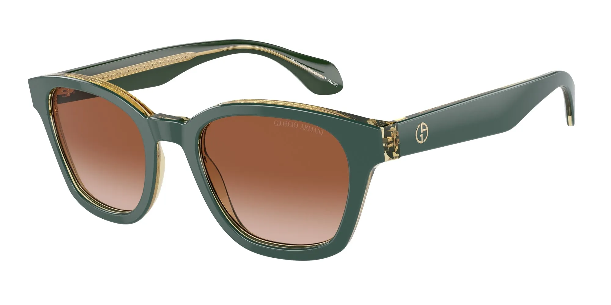 Giorgio Armani AR8207 608613 Occhiali da sole Acetato Verde Marrone Pantos Normale Sfumato - immagine 1