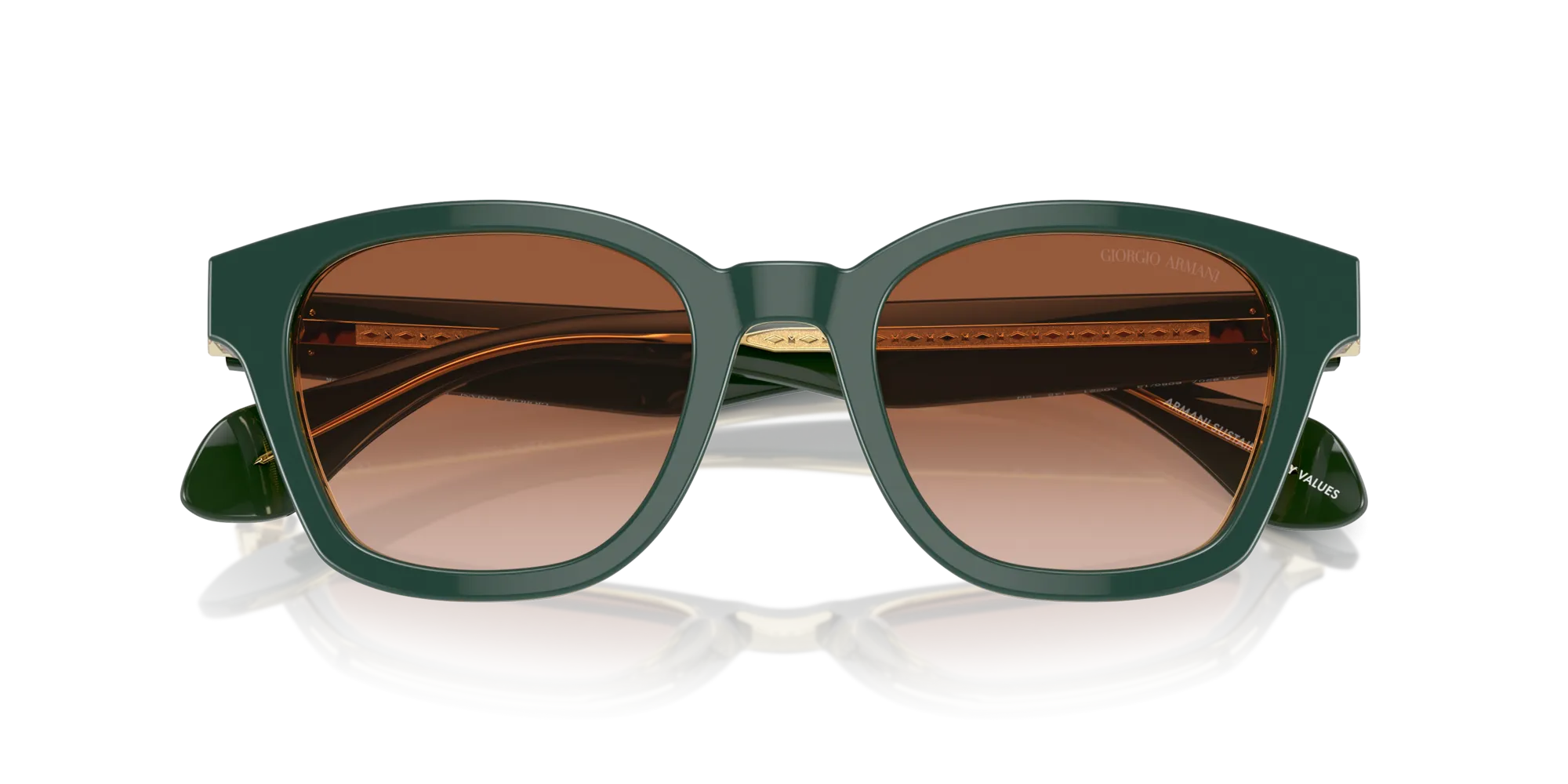 Giorgio Armani AR8207 608613 Occhiali da sole Acetato Verde Marrone Pantos Normale Sfumato - immagine 2