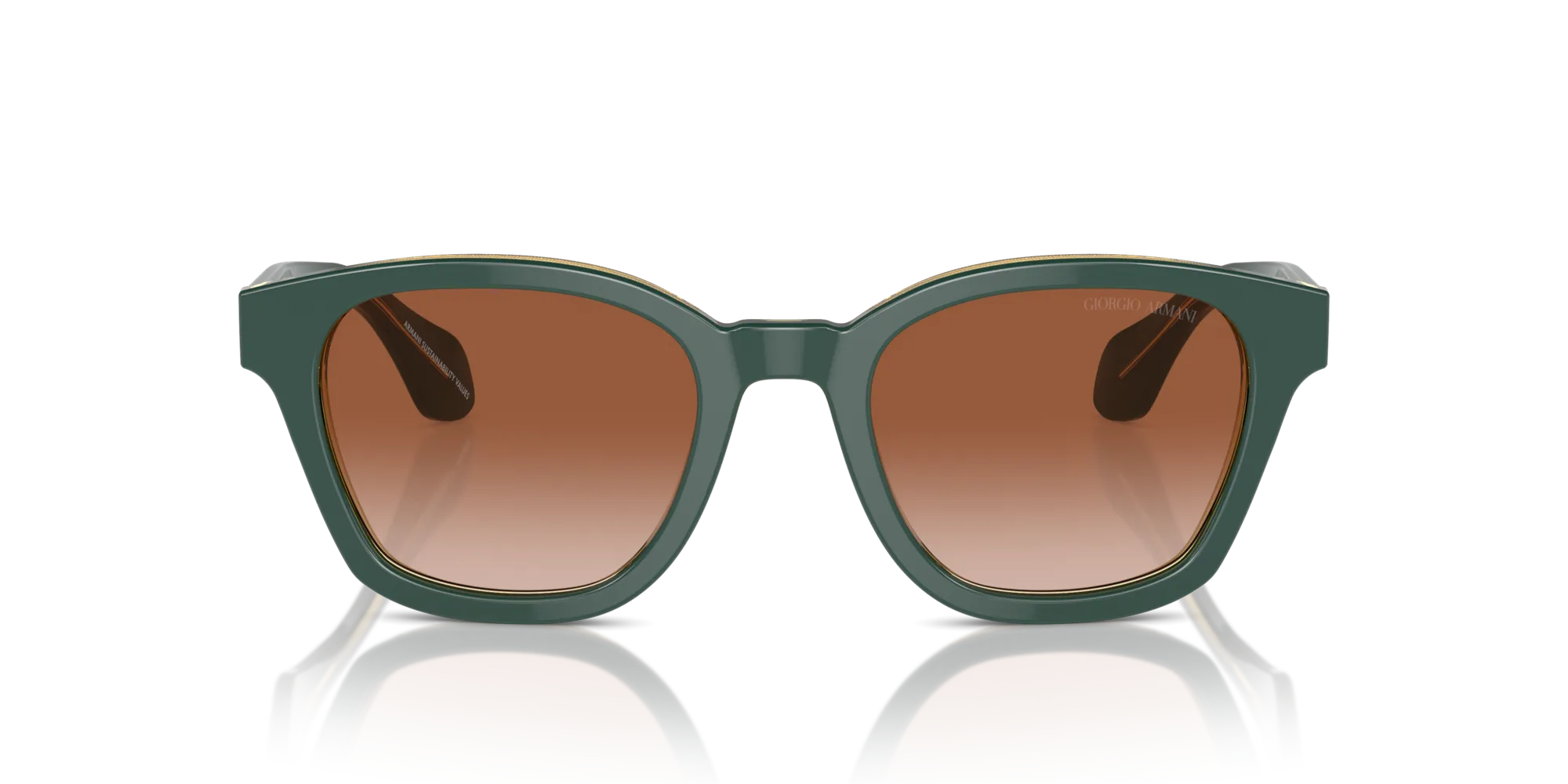 Giorgio Armani AR8207 608613 Occhiali da sole Acetato Verde Marrone Pantos Normale Sfumato - immagine 3