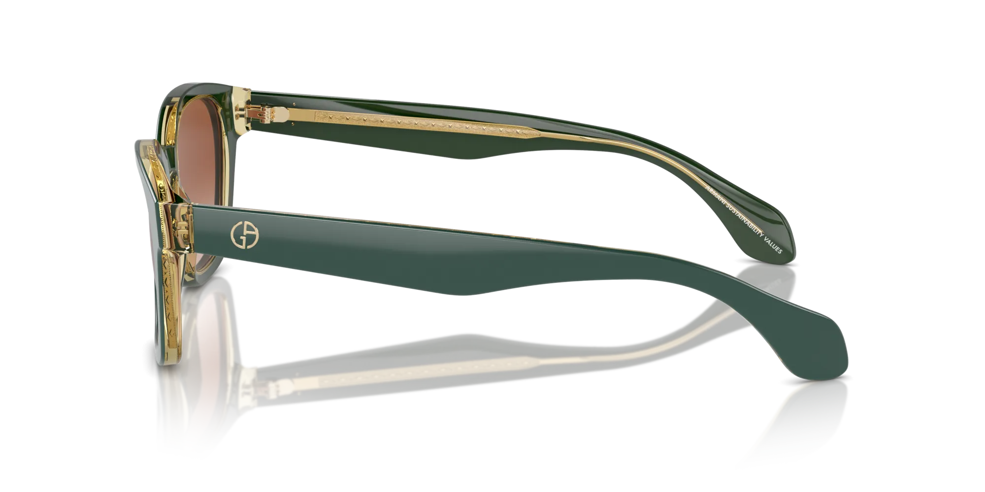 Giorgio Armani AR8207 608613 Occhiali da sole Acetato Verde Marrone Pantos Normale Sfumato - immagine 4