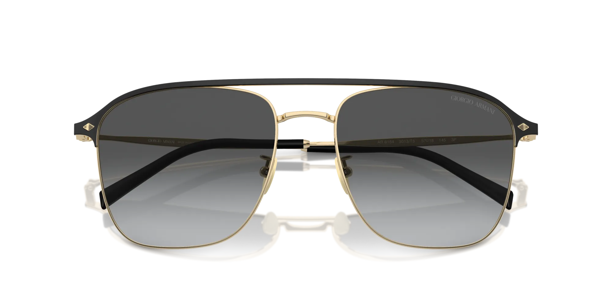 Giorgio Armani AR6154 3013T3 Occhiali da sole Acciaio Oro Grigio Squadrata Polarizzata Sfumato - immagine 2