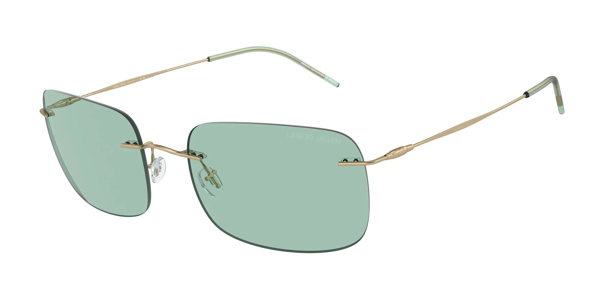 Giorgio Armani AR1512M 30022A Occhiali da sole Metallo Oro Verde Pillow Normale - immagine 1