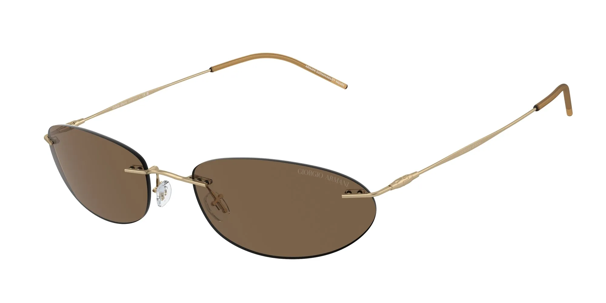 Giorgio Armani AR1508M 300273 Occhiali da sole Metallo Oro Marrone Rotonda Normale - immagine 1