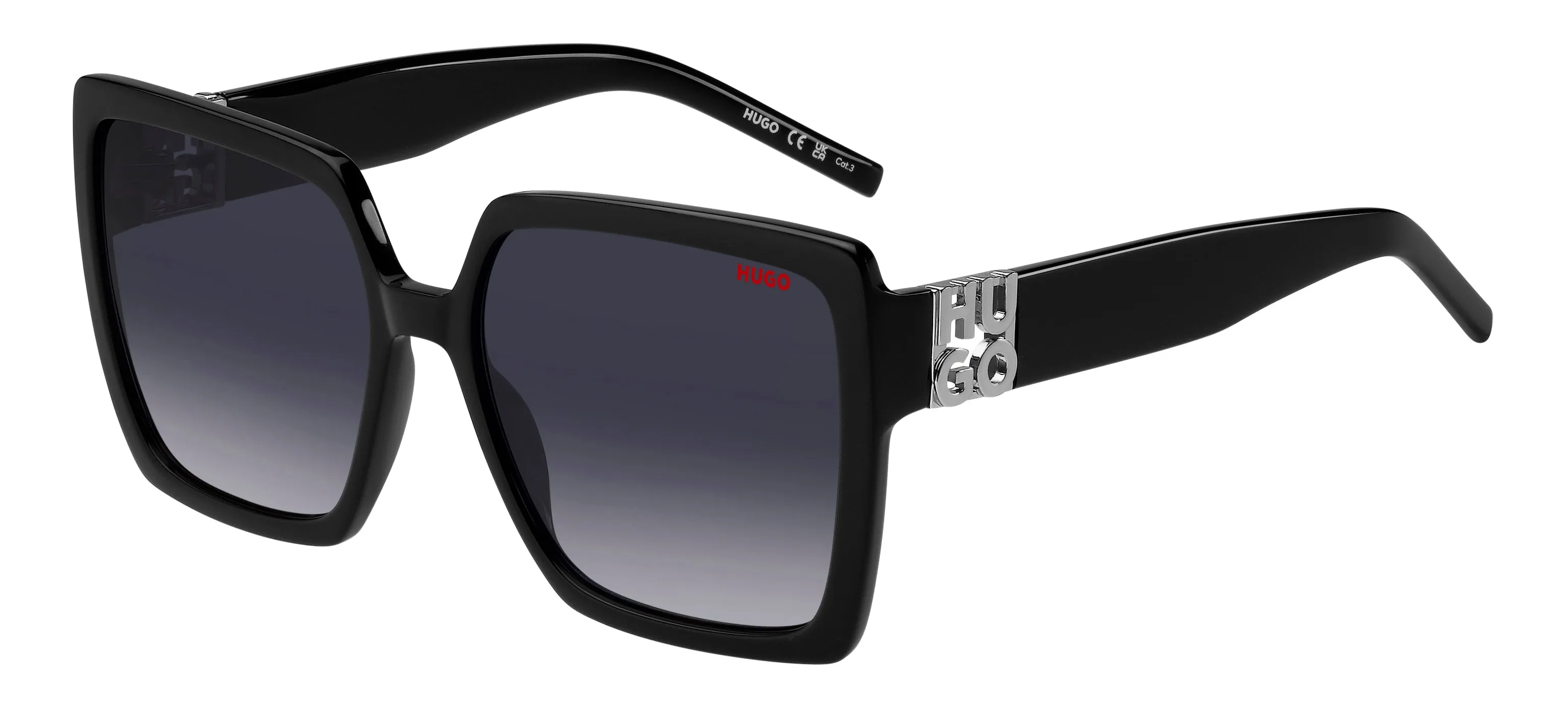 Hugo Boss HG 1285/S 807/9O Occhiali da sole Acetato Nero Grigio Squadrata Sfumato - immagine 1